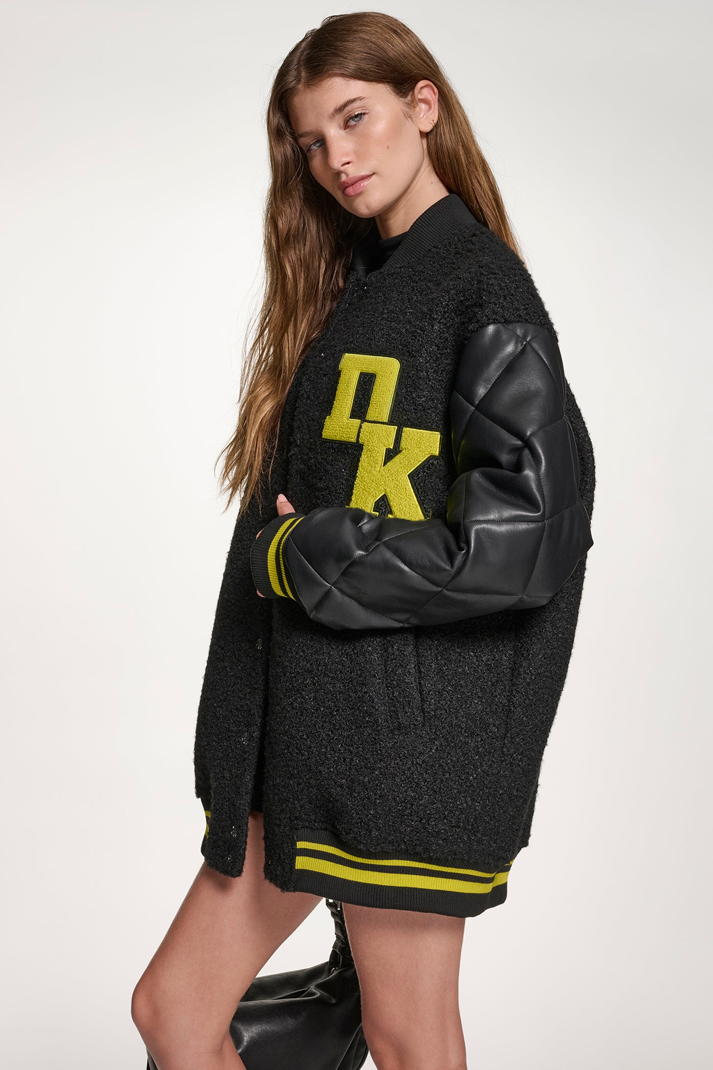 LONG SLEEVE TIGHT BOUCLE LOGO BUTTON FRONT JACKET VIEW 3 | New clothing LONG SLEEVE TIGHT BOUCLE LOGO BUTTON FRONT JACKET VIEW 3 | New clothing