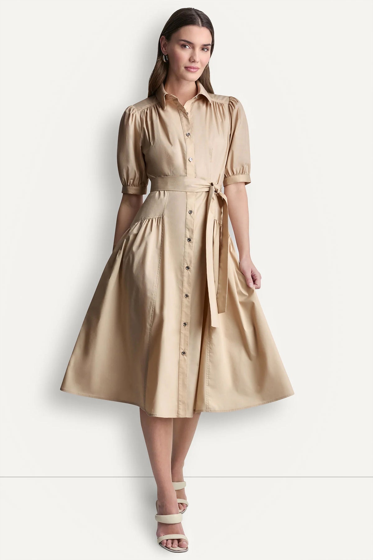 short sleeve drop waist midi dress Monki short sleeve open neck midi soft jersey dress with dropped waist in gray