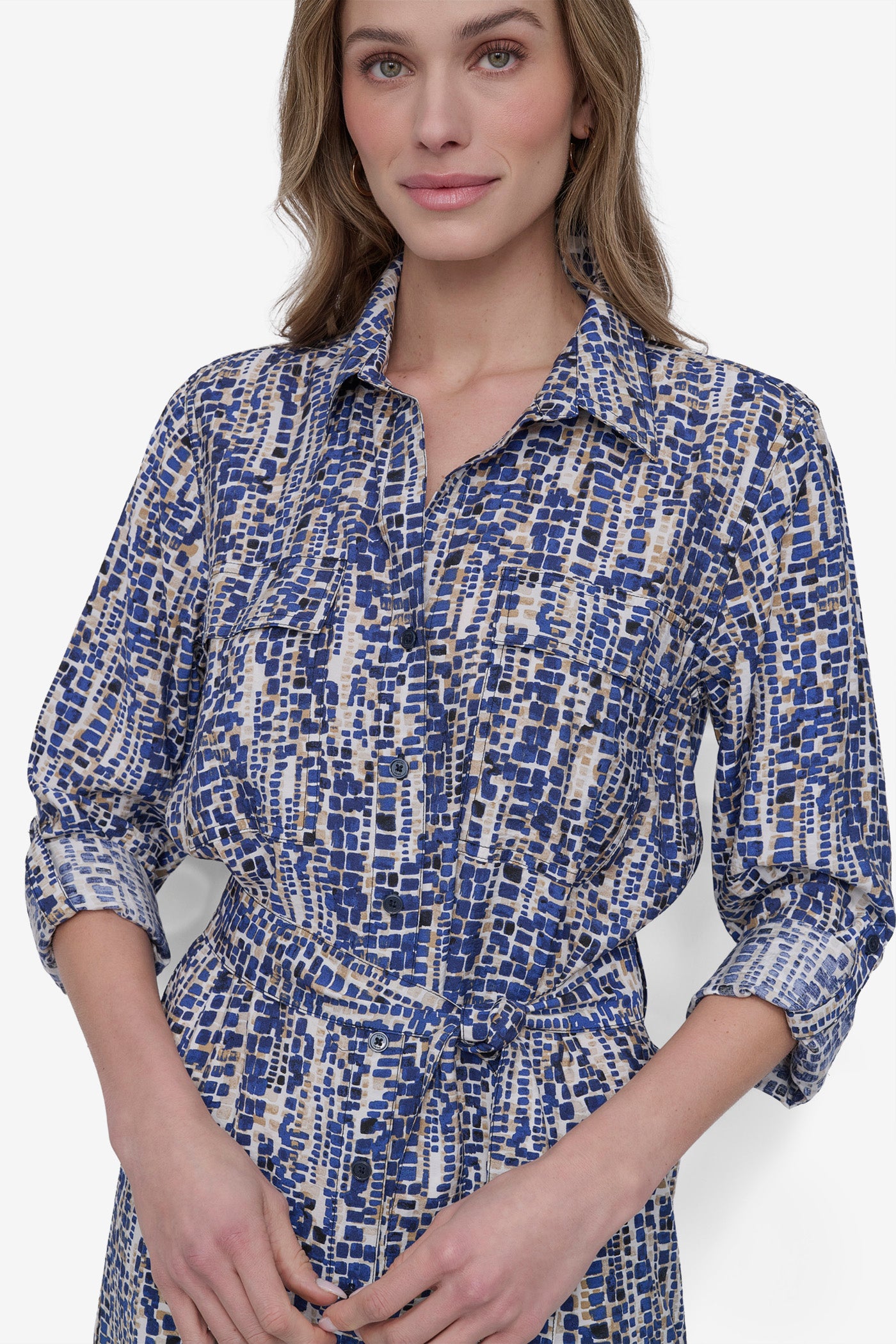 BELTED TIERED MIDI SHIRT DRESS VIEW 4 BELTED TIERED MIDI SHIRT DRESS VIEW 4
