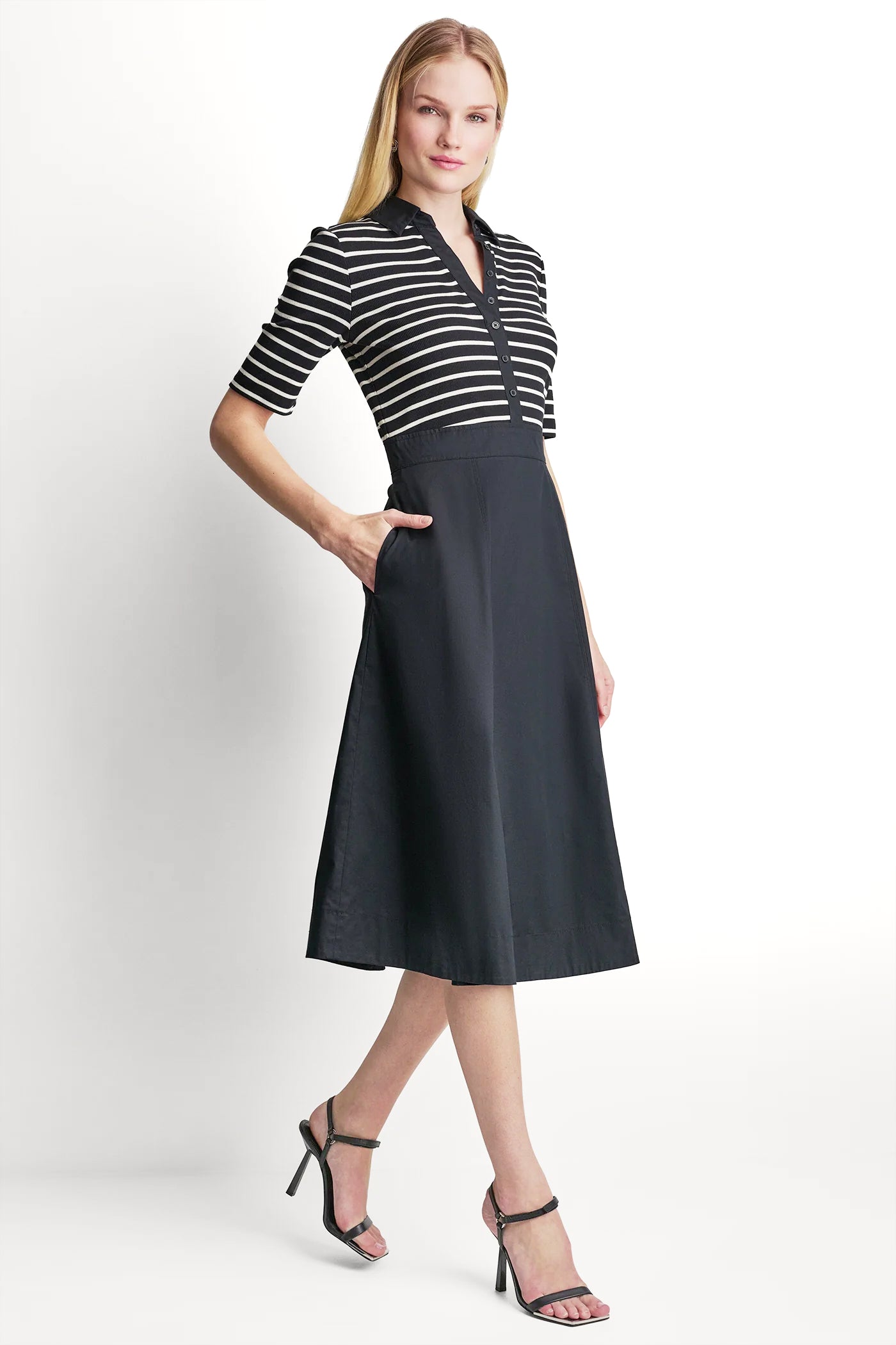 COTTON-BLEND FIT & FLARE MIDI SHIRT DRESS VIEW 4 | Gifts Under $100 COTTON-BLEND FIT & FLARE MIDI SHIRT DRESS VIEW 4 | Gifts Under $100