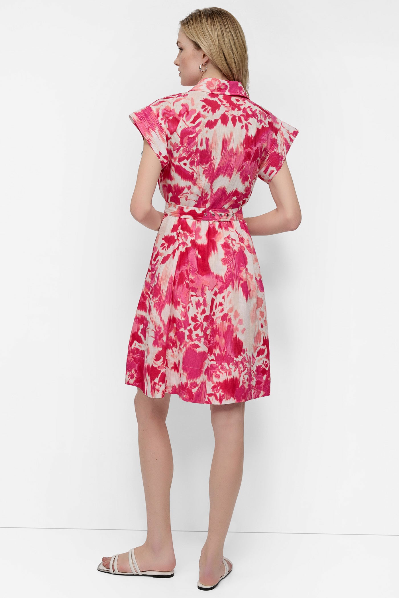 BELTED FLORAL SHIRT DRESS VIEW 2 BELTED FLORAL SHIRT DRESS VIEW 2