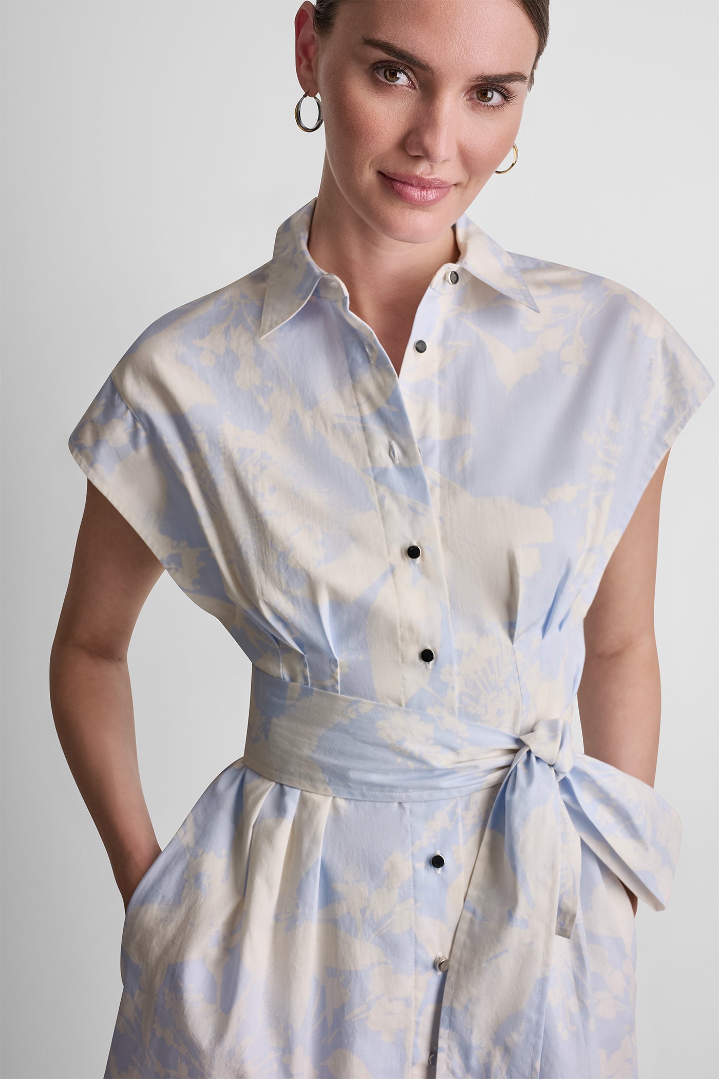 COTTON CAP SLEEVE MINI SHIRT DRESS View 2 | SALE COTTON CAP SLEEVE MINI SHIRT DRESS View 2 | SALE