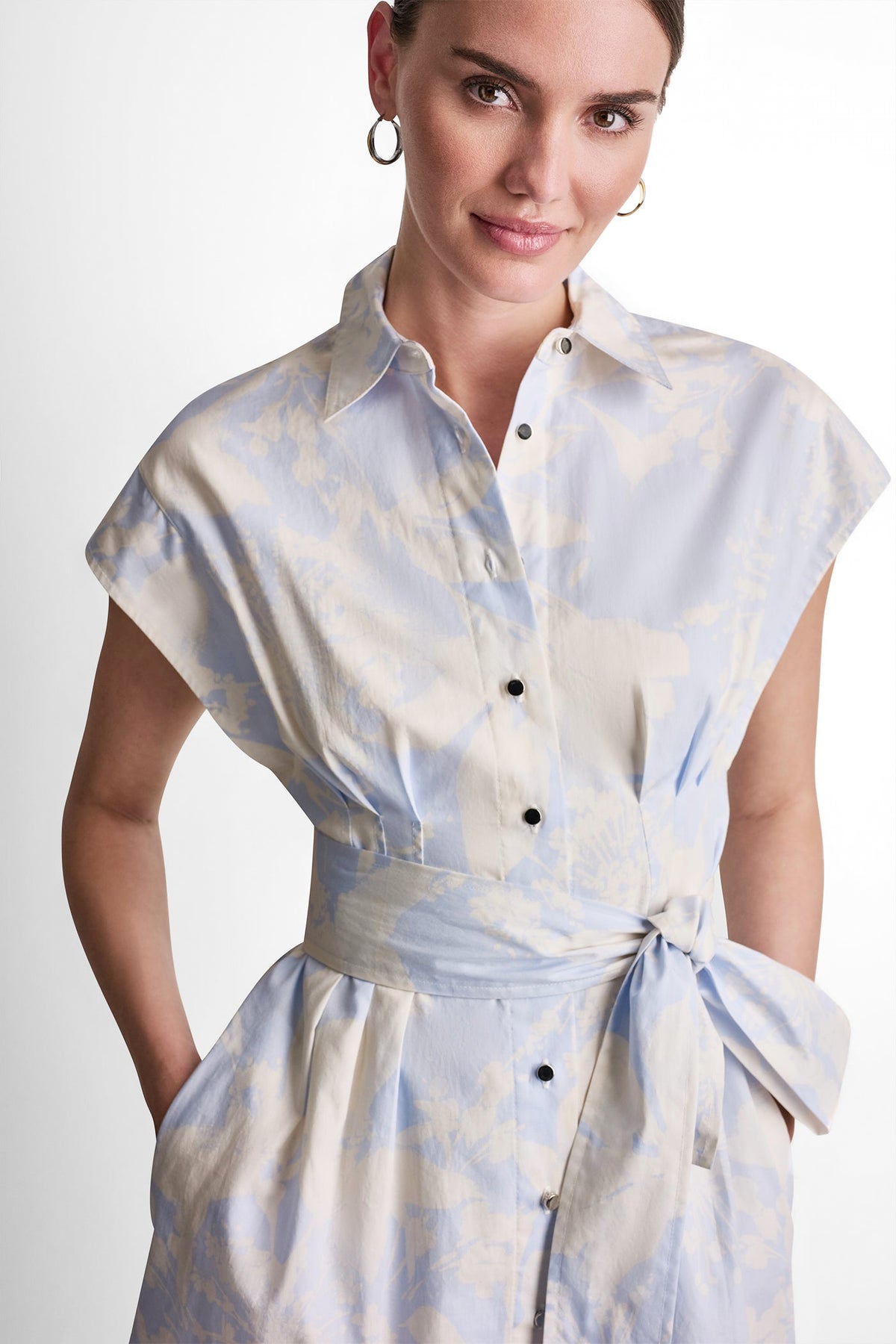 COTTON CAP SLEEVE MINI SHIRT DRESS View 2 | Dresses Under $100 COTTON CAP SLEEVE MINI SHIRT DRESS View 2 | Dresses Under $100