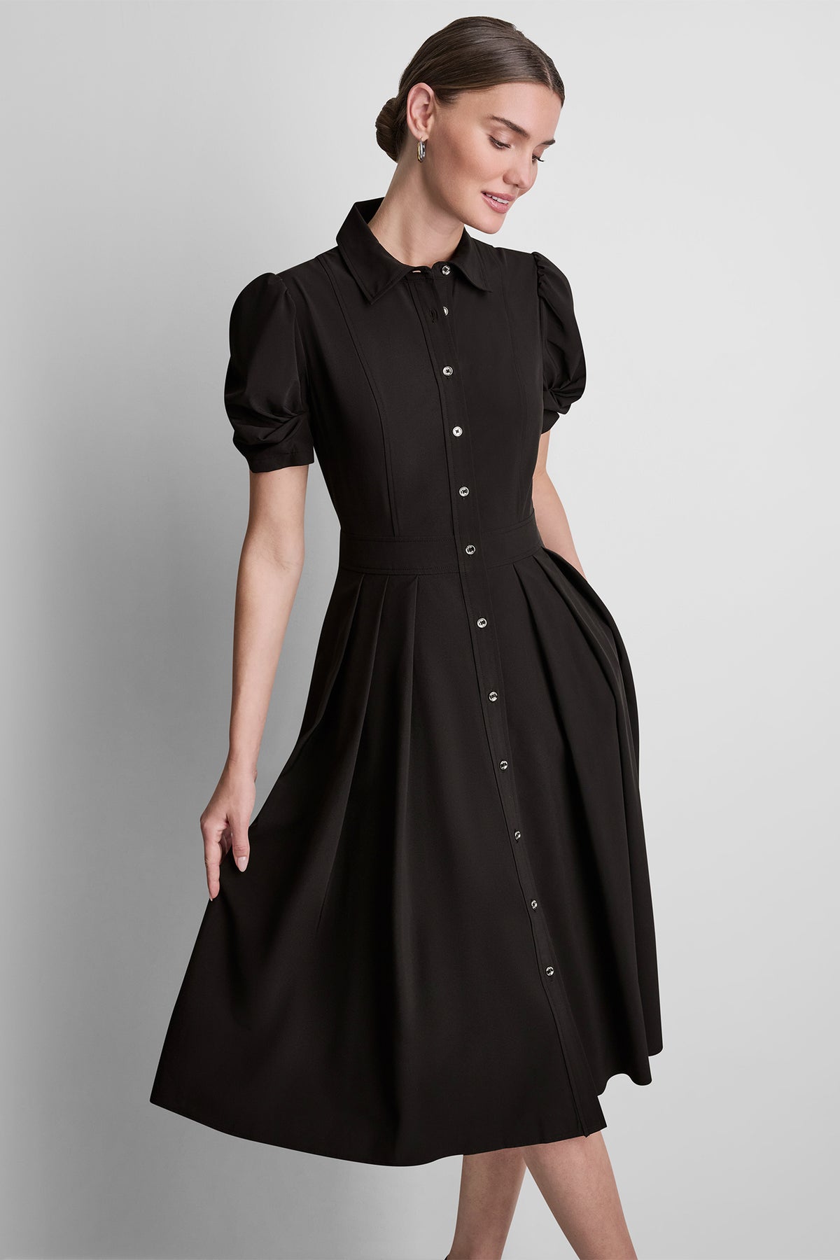 dkny pleated midi dress Dkny Pleated Mock Neck Midi Dress