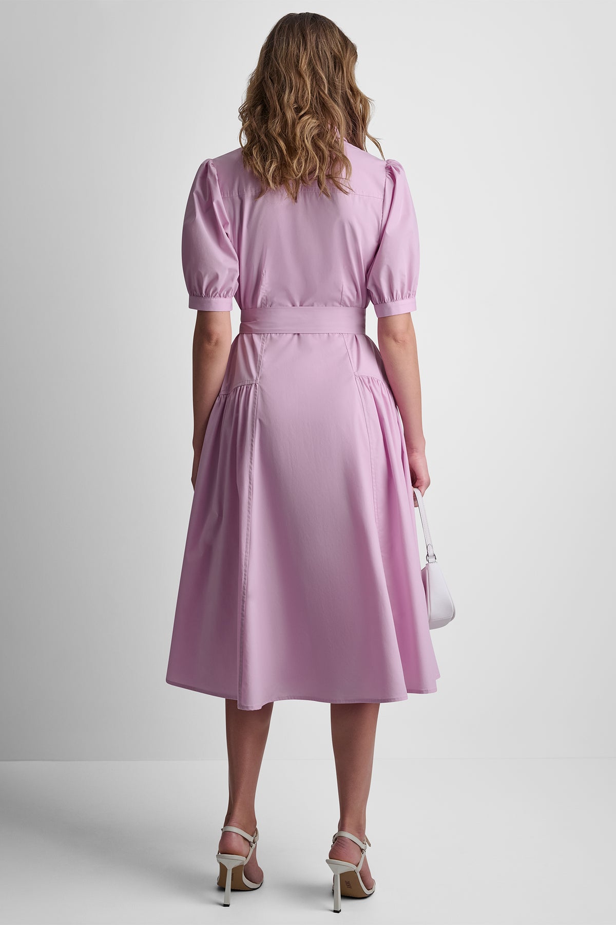 dkny pink dress DKNY Women's Drop-Waist Midi Shirt Dress in Pink Lavender