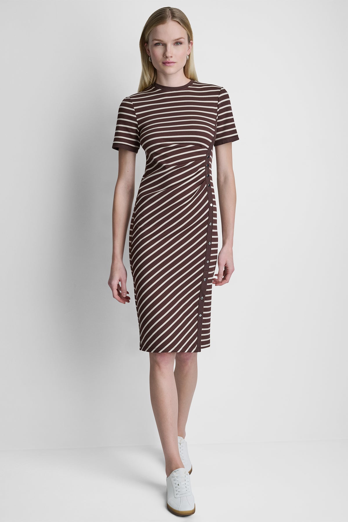 STRIPE MIDI SHEATH DRESS VIEW 2