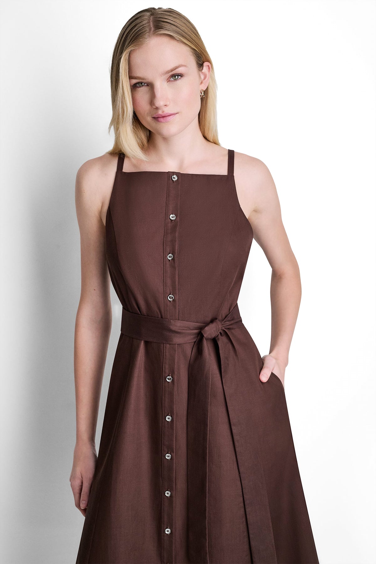 SLEEVELESS MIDI FIT & FLARE DRESS View 2 | Gifts Under $100 SLEEVELESS MIDI FIT & FLARE DRESS View 2 | Gifts Under $100