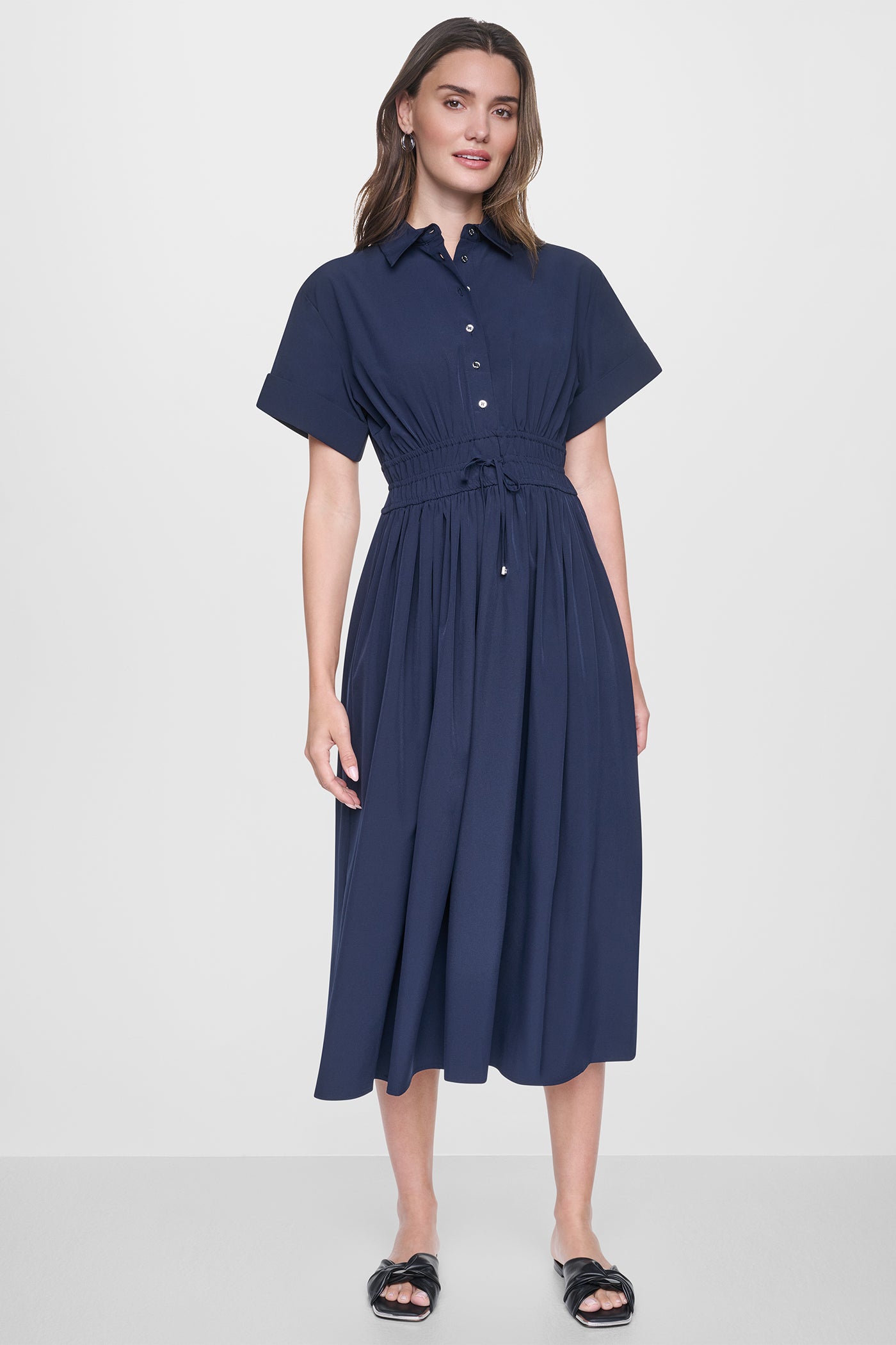 CAP SLEEVE MIDI COMMUTER SHIRT DRESS View 2 | SALE CAP SLEEVE MIDI COMMUTER SHIRT DRESS View 2 | SALE