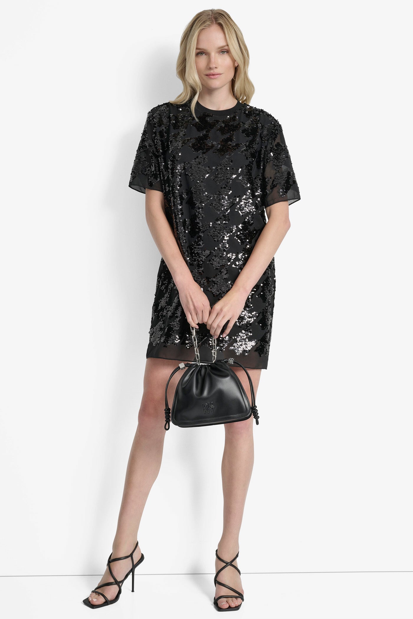 SHORT SLEEVE HOUNDSTOOTH JEWEL NECK TUNIC VIEW 6 | New Arrivals SHORT SLEEVE HOUNDSTOOTH JEWEL NECK TUNIC VIEW 6 | New Arrivals