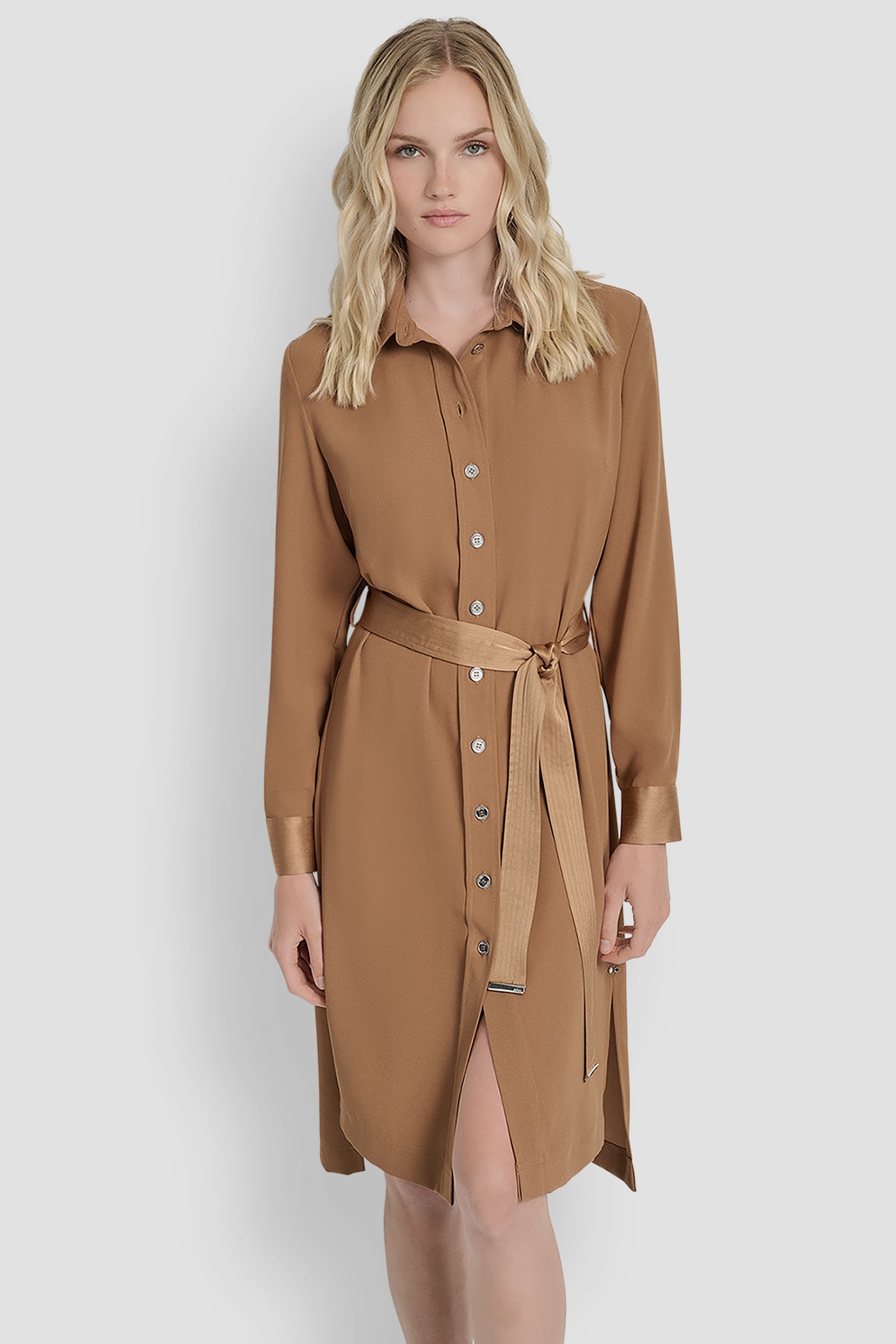 LONG SLEEVE SHIRT DRESS WITH BELT VIEW 1 | New Arrivals LONG SLEEVE SHIRT DRESS WITH BELT VIEW 1 | New Arrivals