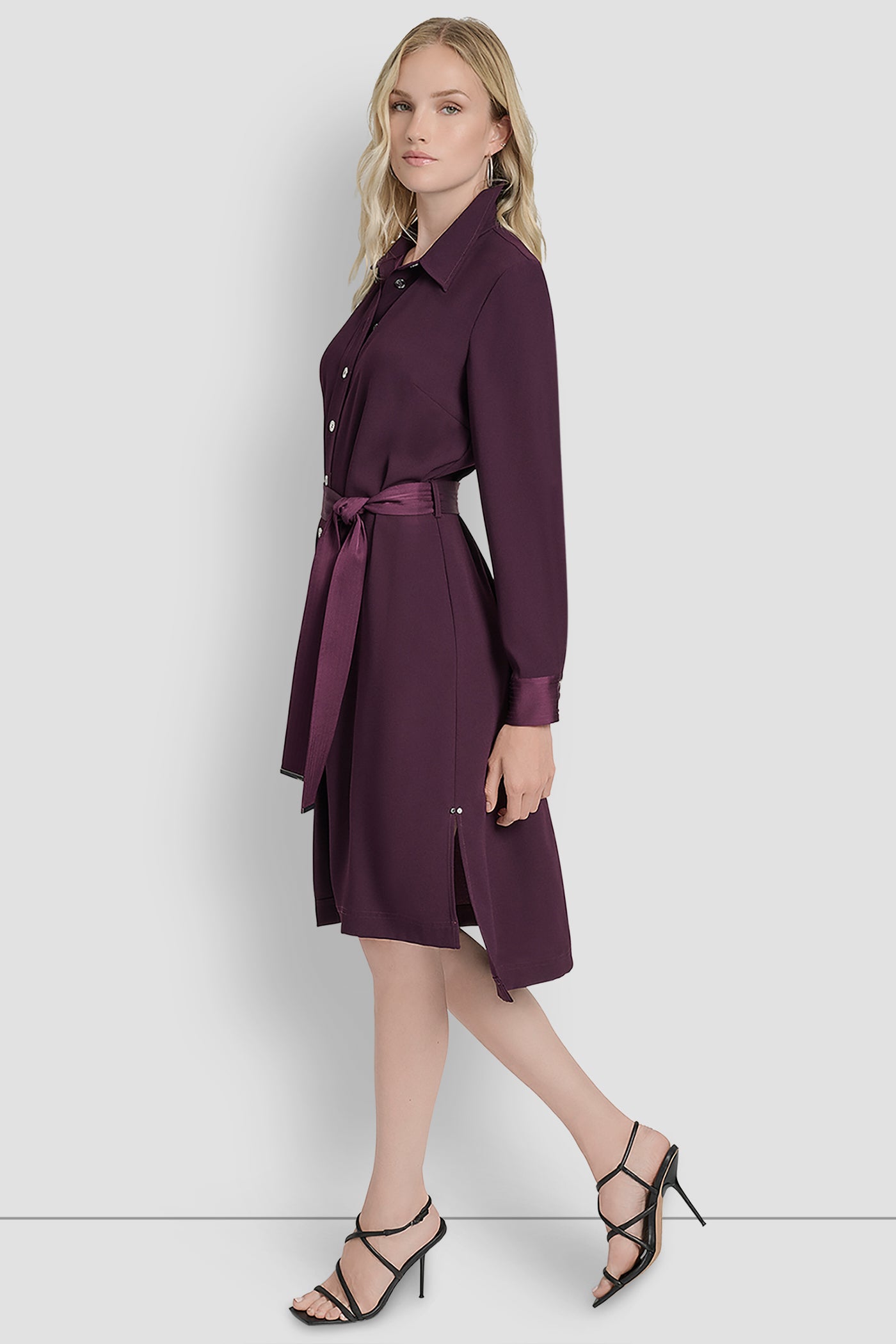 LONG SLEEVE SHIRT DRESS WITH BELT VIEW 3 | New Arrivals LONG SLEEVE SHIRT DRESS WITH BELT VIEW 3 | New Arrivals