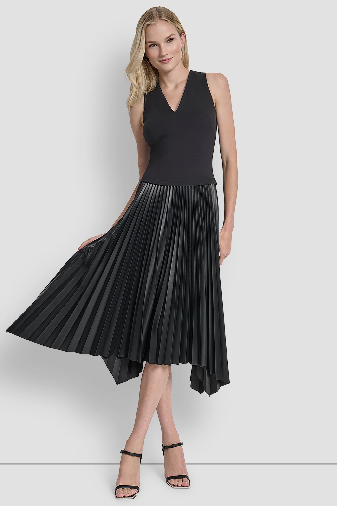 SLEEVELESS V NECK TOP WITH PLEATED SKIRT VIEW 6 | Dresses & Jumpsuits SLEEVELESS V NECK TOP WITH PLEATED SKIRT VIEW 6 | Dresses & Jumpsuits