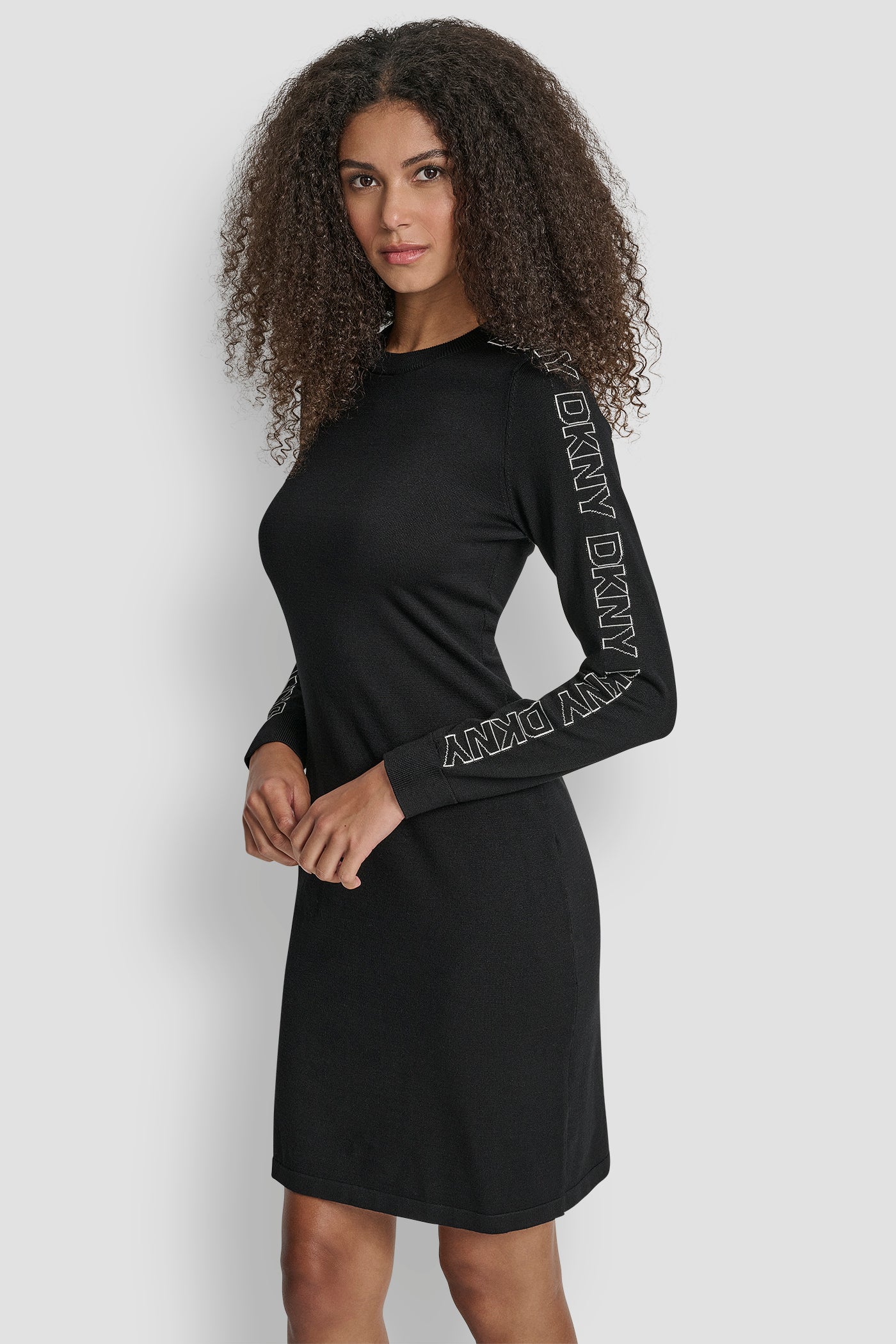 LONG SLEEVE KNIT LOGO DRESS VIEW 3 | Dresses & Jumpsuits LONG SLEEVE KNIT LOGO DRESS VIEW 3 | Dresses & Jumpsuits