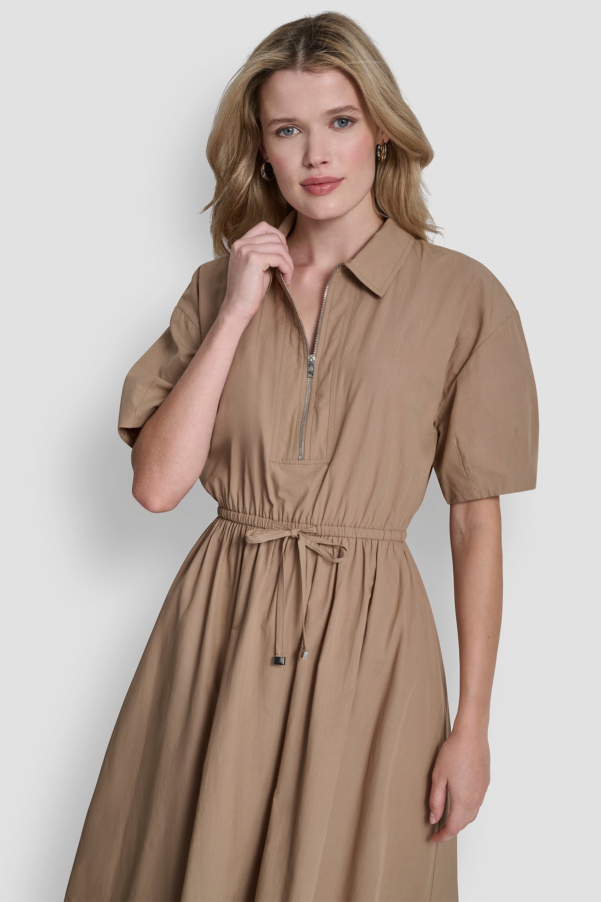 princess polly baby blue dress Dkny Women's Zipped Cotton Shirtdress - Natural