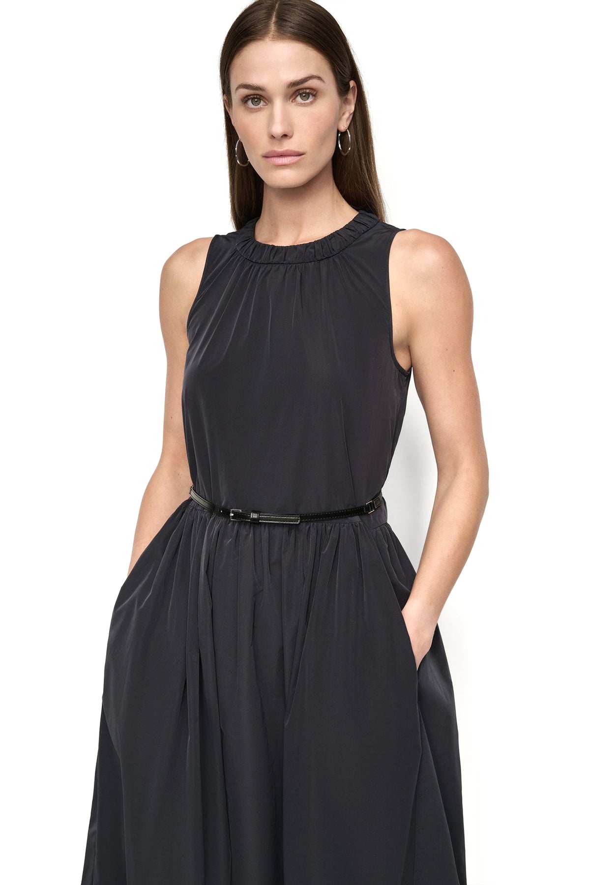 SLEEVELESS GATHERED MIDI A-LINE DRESS View 2 | Gifts Under $100 SLEEVELESS GATHERED MIDI A-LINE DRESS View 2 | Gifts Under $100