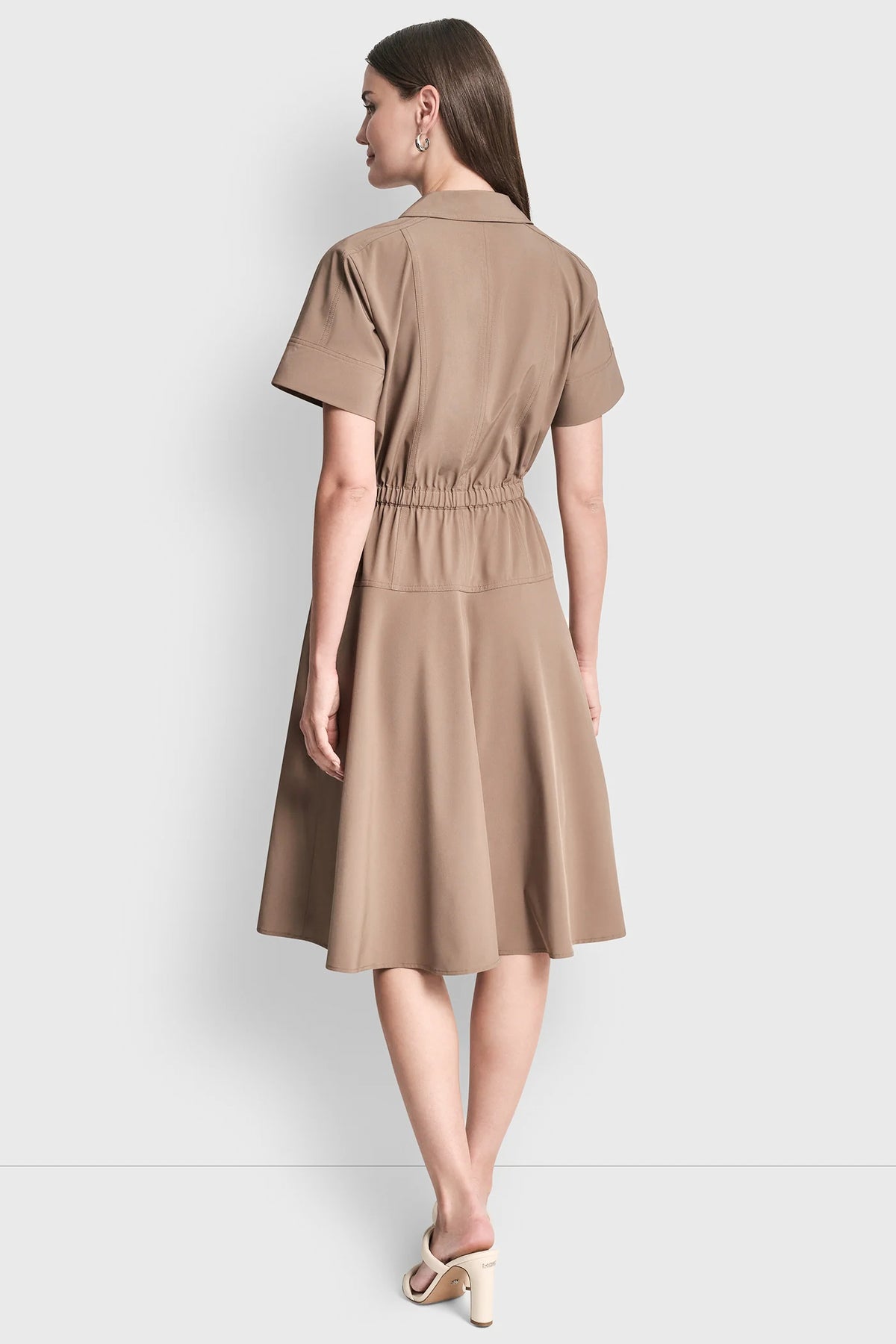 Dkny Women's Fit & Flare Midi Shirt Dress in Cappuccino