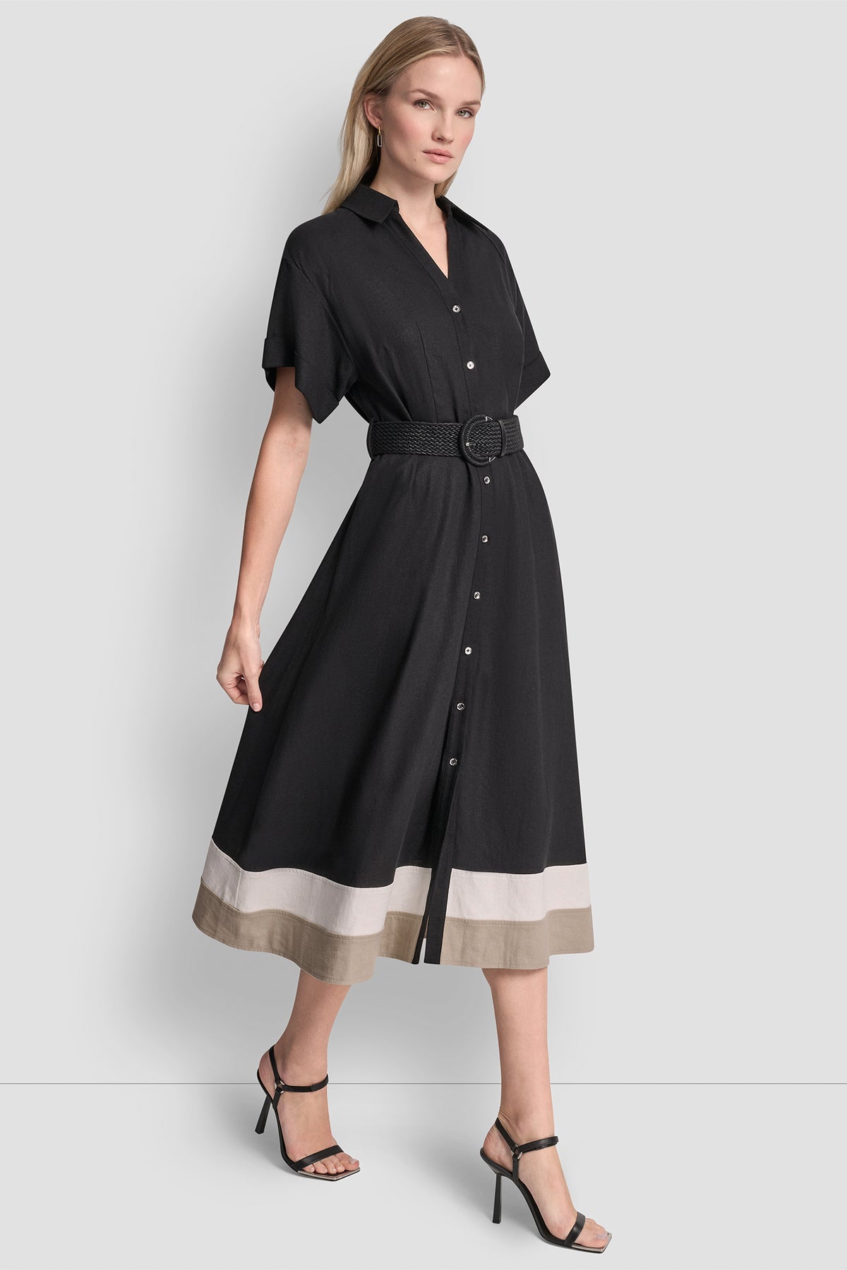 fitted lace wedding dress Color Block Fit & Flare Midi Shirt Dress | Fit and Flare