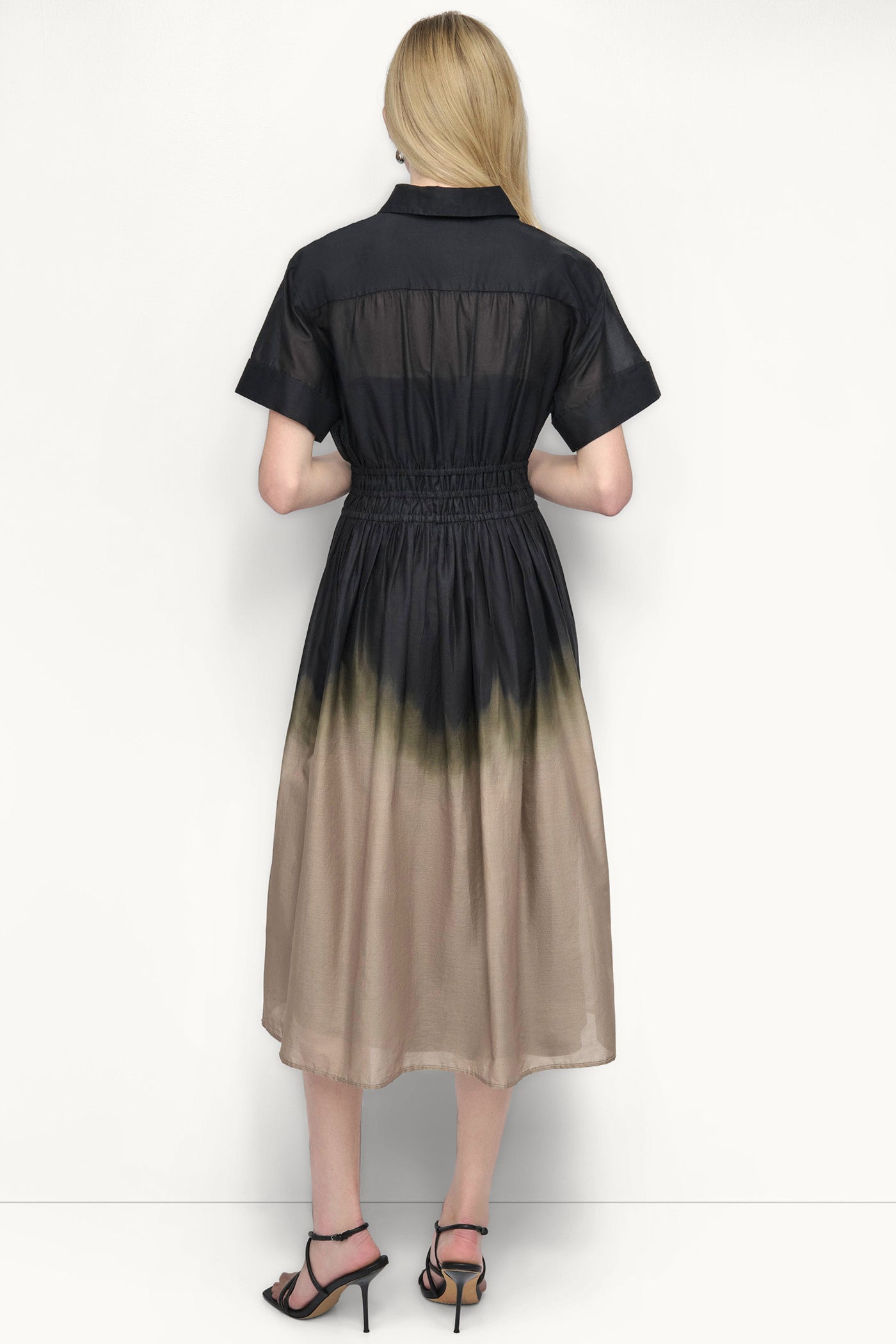 SHORT SLEEVE OMBRÉ MIDI SHIRT DRESS VIEW 3 | MIDI DRESSES SHORT SLEEVE OMBRÉ MIDI SHIRT DRESS VIEW 3 | MIDI DRESSES