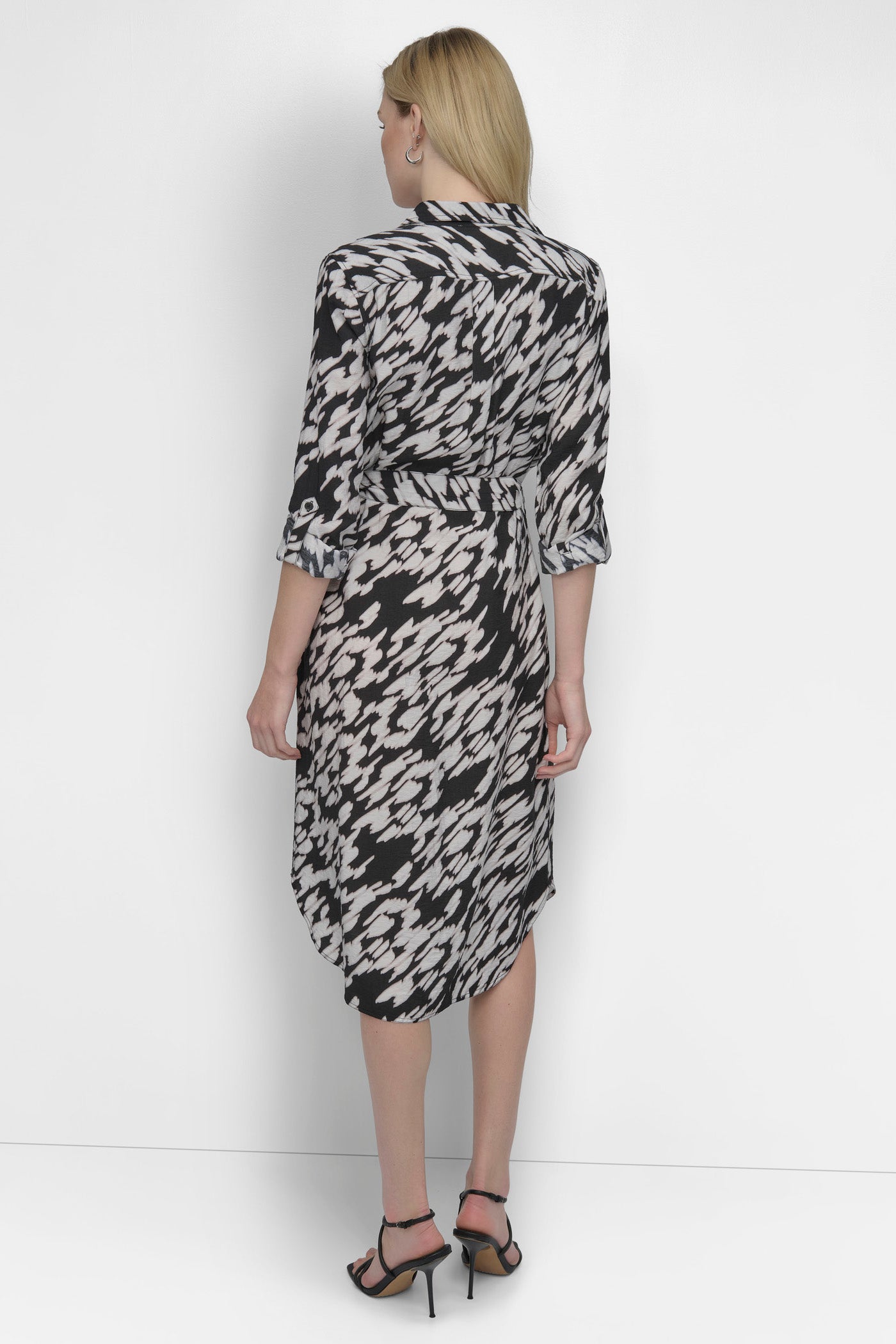 BELTED TIERED MIDI SHIRT DRESS VIEW 2 BELTED TIERED MIDI SHIRT DRESS VIEW 2