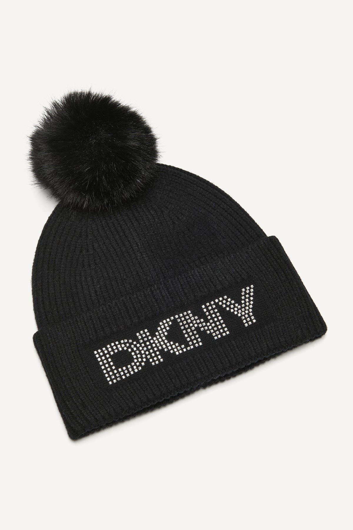 CK Bradley Après Black Knit Beanie Detachable Faux Fur Pom OS New Era® Faux Fur Pom Beanie – Nebraska Engineering main image 2