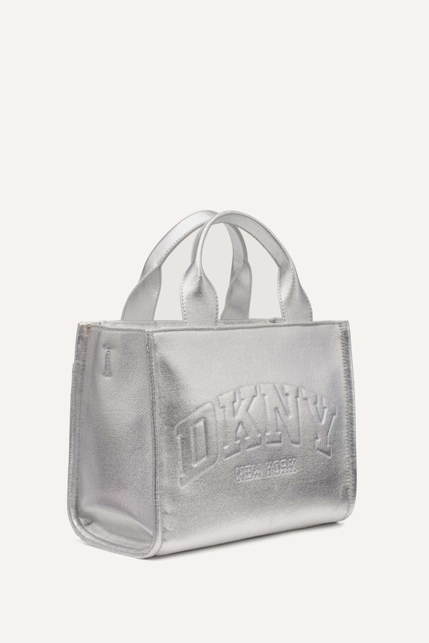 HADLEE SMALL METALLIC LOGO-EMBOSSED TOTE VIEW 3 | Gifts For Her HADLEE SMALL METALLIC LOGO-EMBOSSED TOTE VIEW 3 | Gifts For Her
