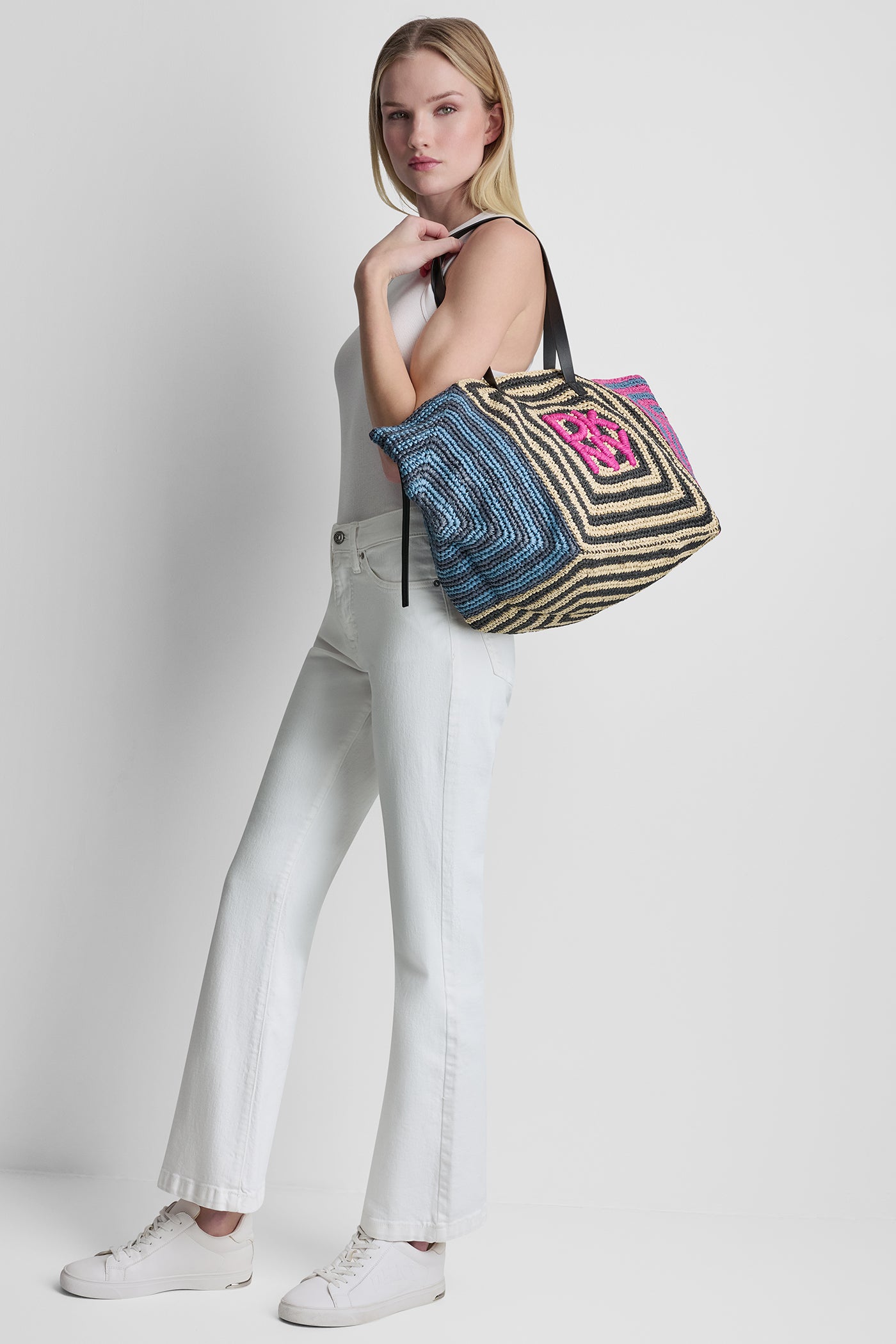 Paloma Crochet Straw Logo Tote | Totes | DKNY