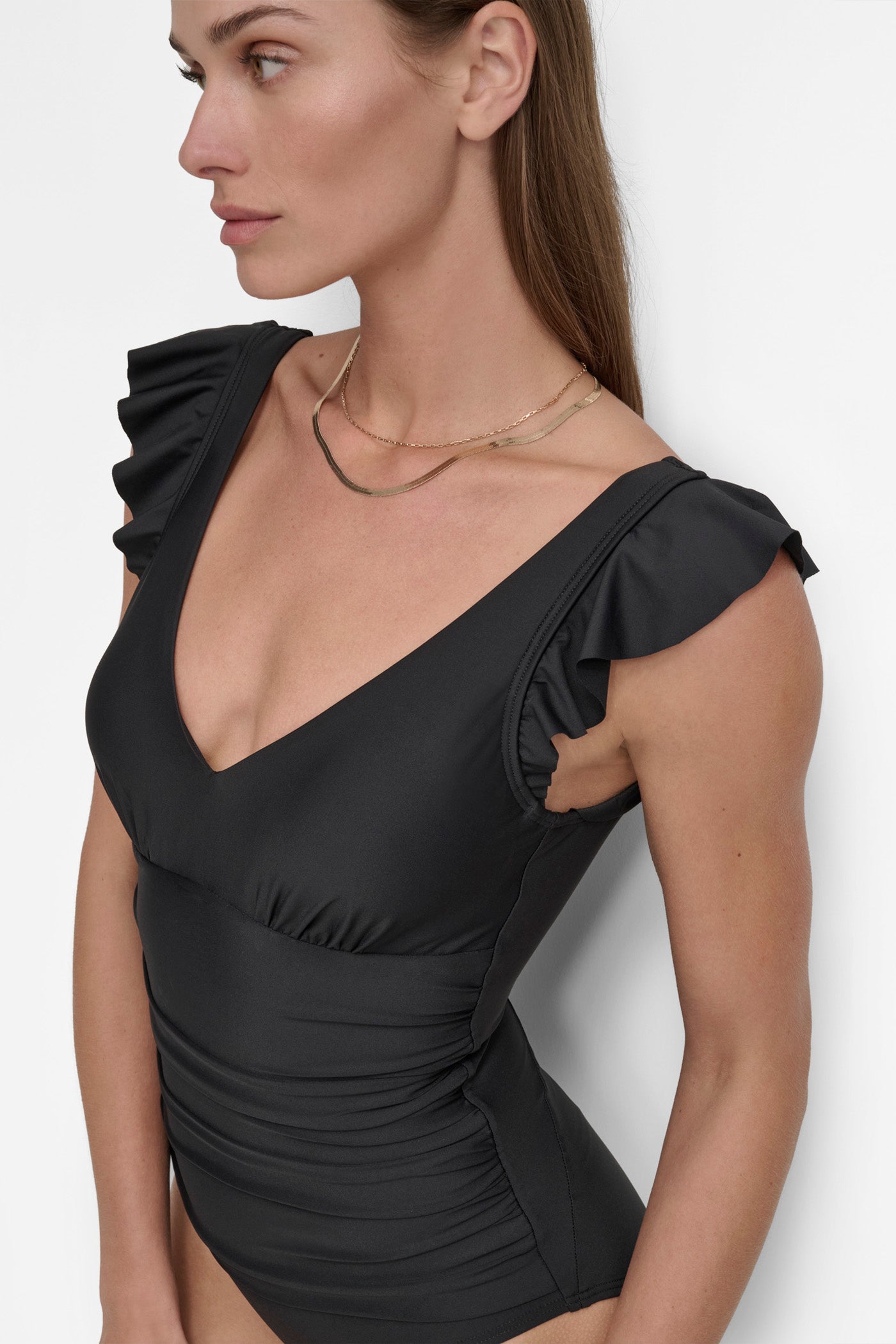FLUTTER SLEEVE ONE PIECE VIEW 4 | DKNY25 FLUTTER SLEEVE ONE PIECE VIEW 4 | DKNY25