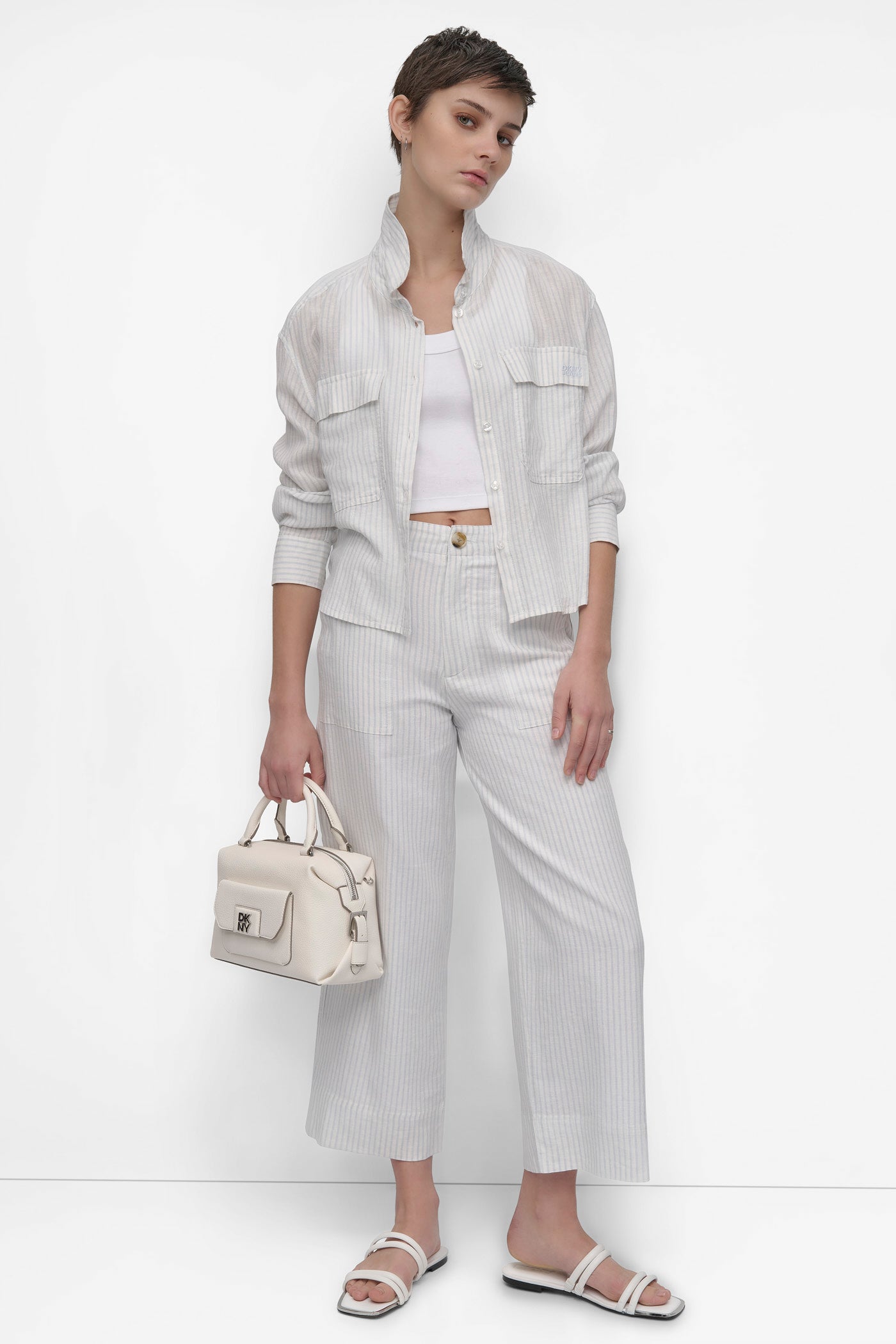 STRIPED LONG SLEEVE CROPPED SHIRT VIEW 5 | DKNY25 STRIPED LONG SLEEVE CROPPED SHIRT VIEW 5 | DKNY25