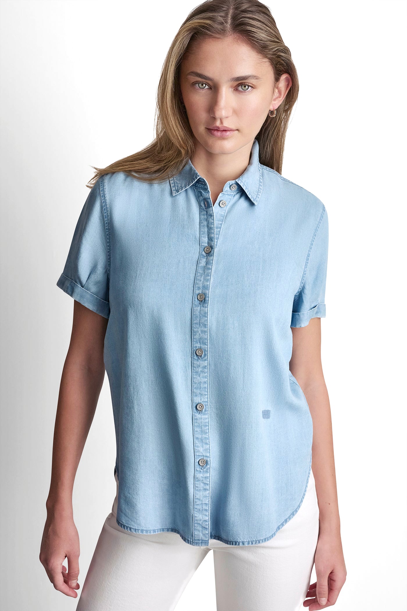 GARMENT DYE BUTTON-FRONT SHIRT View 1 | Women's Clearance GARMENT DYE BUTTON-FRONT SHIRT View 1 | Women's Clearance