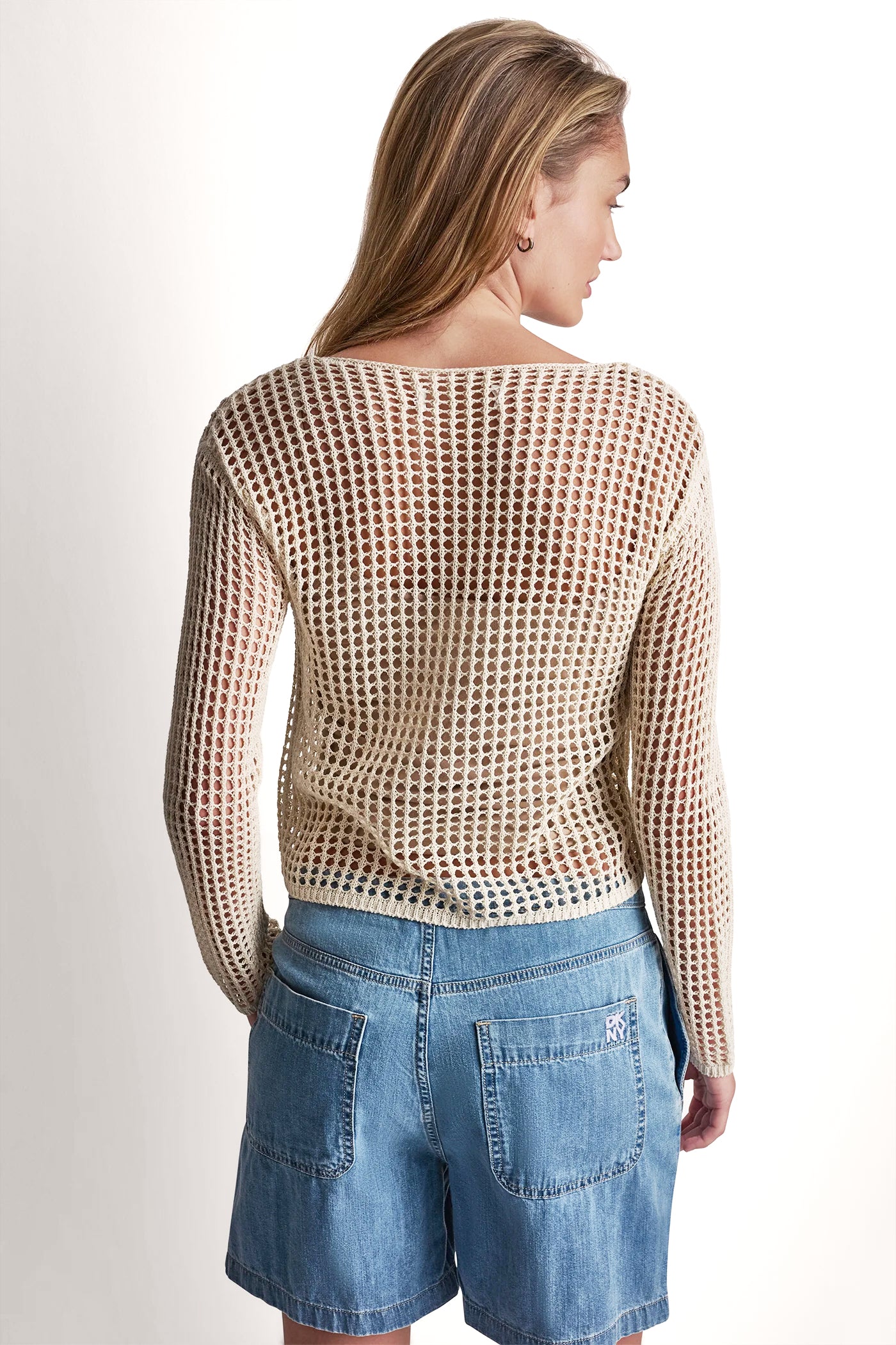 CROCHET OPEN-STITCH LOGO SWEATER VIEW 3 CROCHET OPEN-STITCH LOGO SWEATER VIEW 3