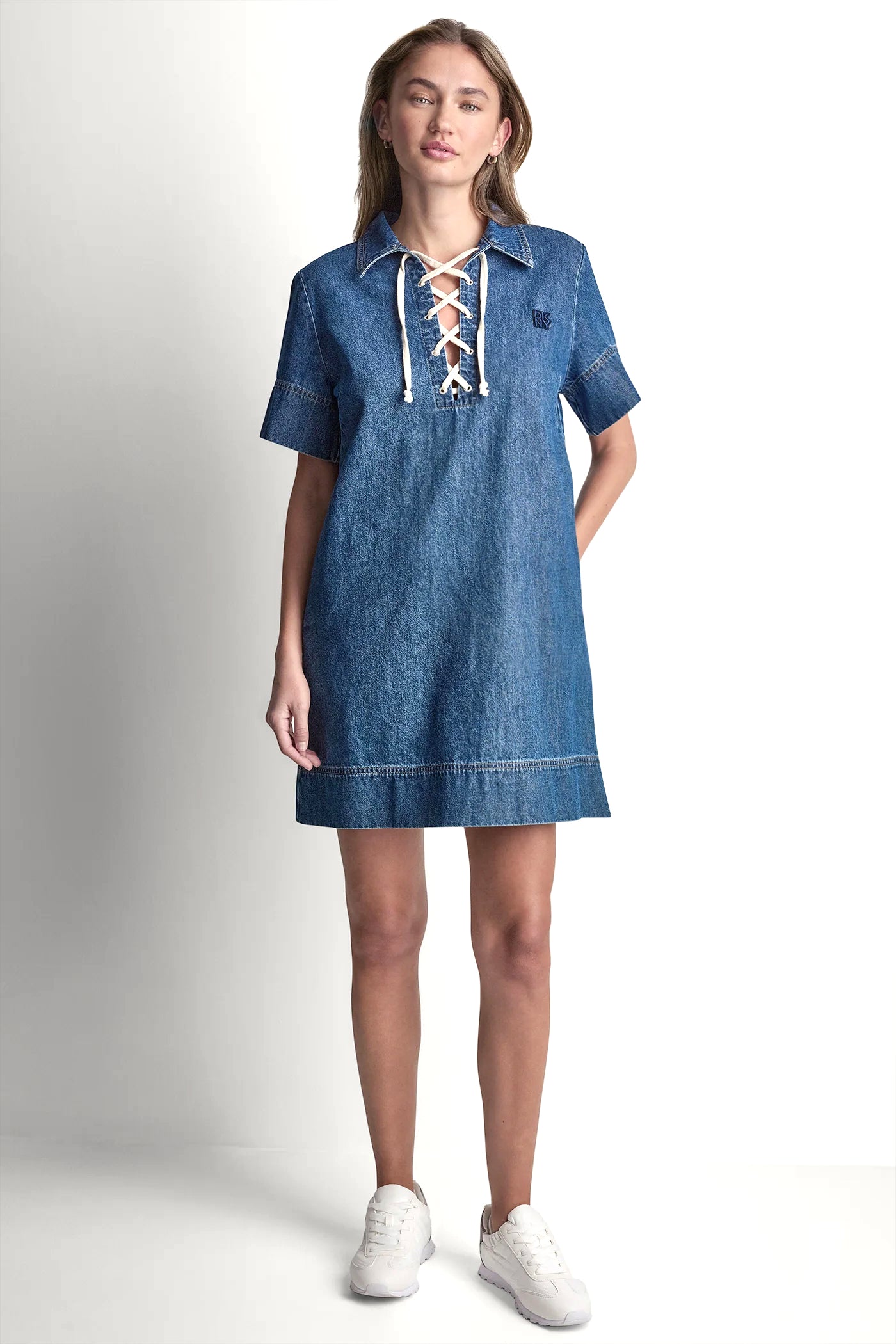 LACE UP DENIM SHIFT DRESS VIEW 5 | Women's Clearance LACE UP DENIM SHIFT DRESS VIEW 5 | Women's Clearance
