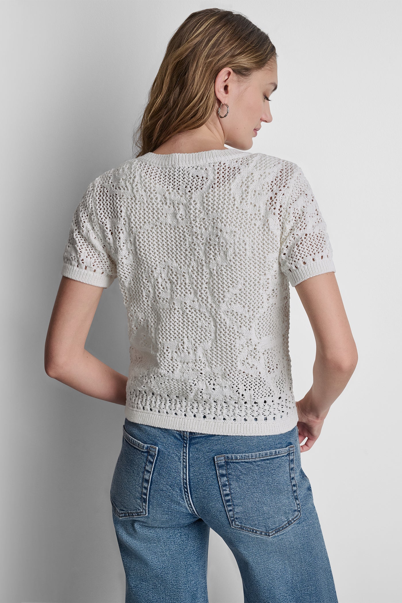 LACE STITCH BUTTON FRONT CARDIGAN VIEW 3 | The Vacation Edit LACE STITCH BUTTON FRONT CARDIGAN VIEW 3 | The Vacation Edit