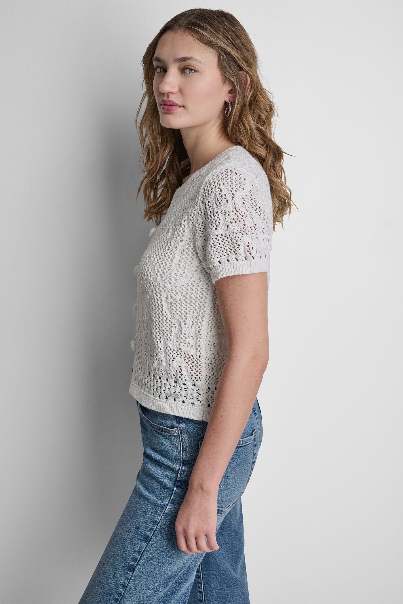 LACE STITCH BUTTON FRONT CARDIGAN VIEW 4 | The Vacation Edit LACE STITCH BUTTON FRONT CARDIGAN VIEW 4 | The Vacation Edit