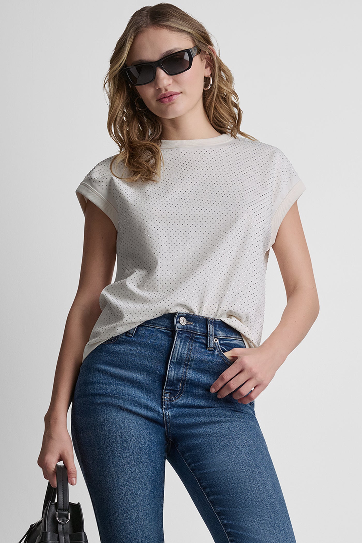 RHINESTONE EMBELLISHED TANK TOP View 1 | DKNY JEANS RHINESTONE EMBELLISHED TANK TOP View 1 | DKNY JEANS