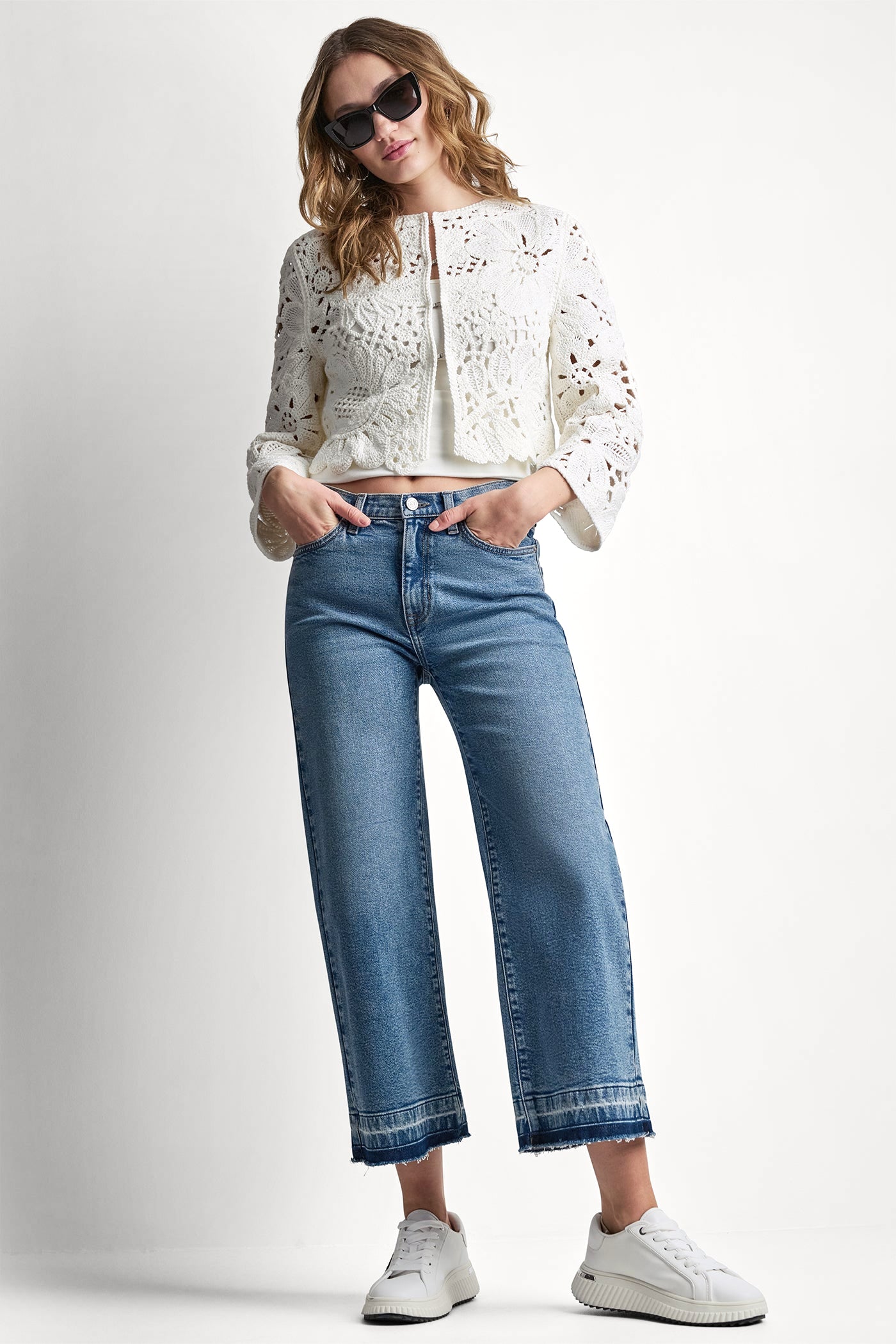 FLORAL CROCHET CARDIGAN WITH SCALLOP HEM VIEW 6 | Women's Clearance FLORAL CROCHET CARDIGAN WITH SCALLOP HEM VIEW 6 | Women's Clearance