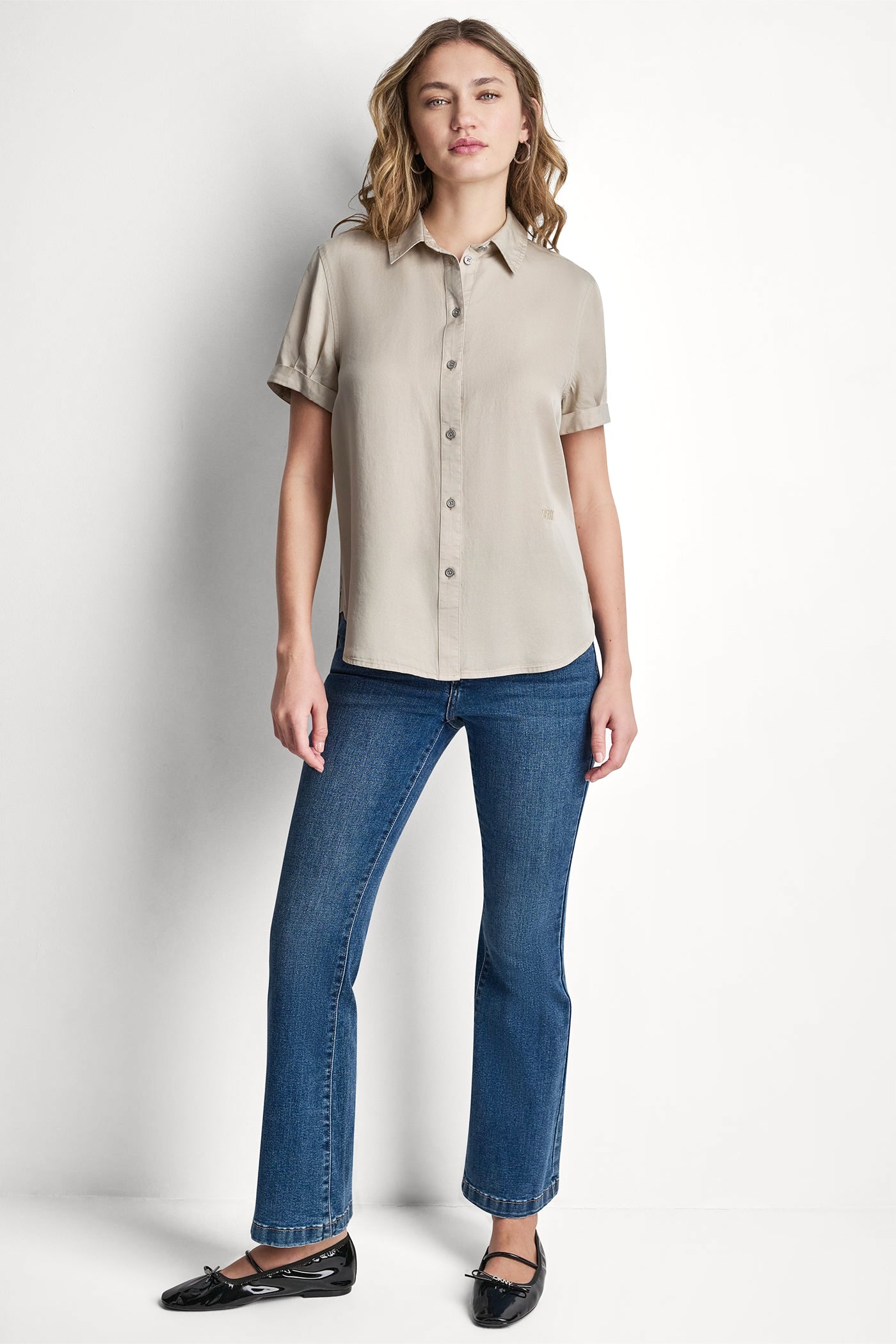 GARMENT DYE BUTTON-FRONT SHIRT VIEW 2