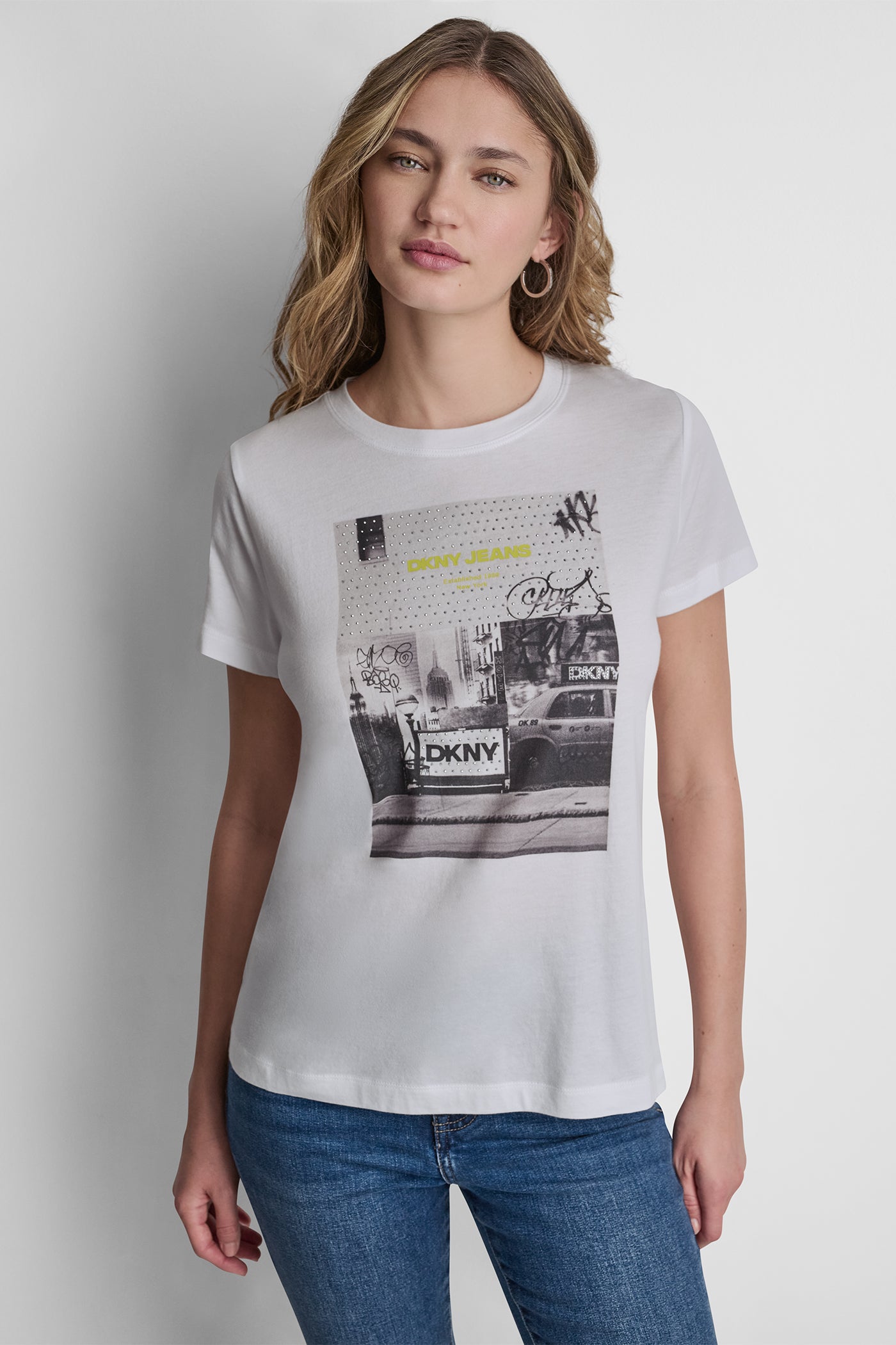 DKNY PHOTOREAL LOGO CREW NECK TEE View 2 | Gifts Under $100 DKNY PHOTOREAL LOGO CREW NECK TEE View 2 | Gifts Under $100