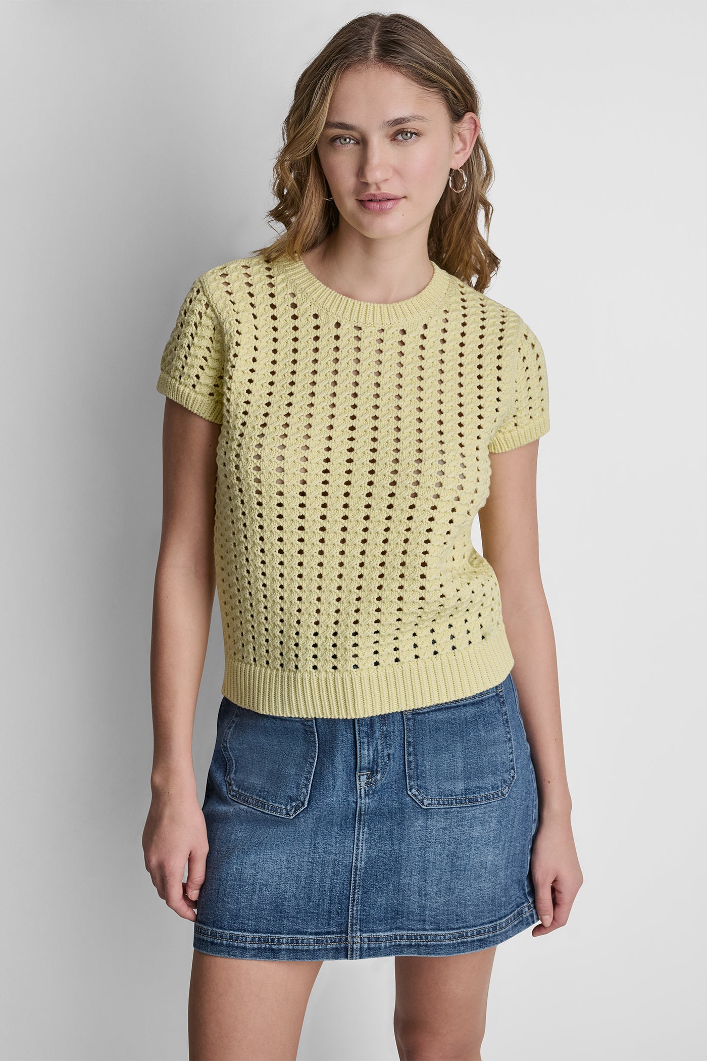 CHUNKY POINTELLE SHORT SLEEVE SWEATER VIEW 5 | Gifts Under $100 CHUNKY POINTELLE SHORT SLEEVE SWEATER VIEW 5 | Gifts Under $100