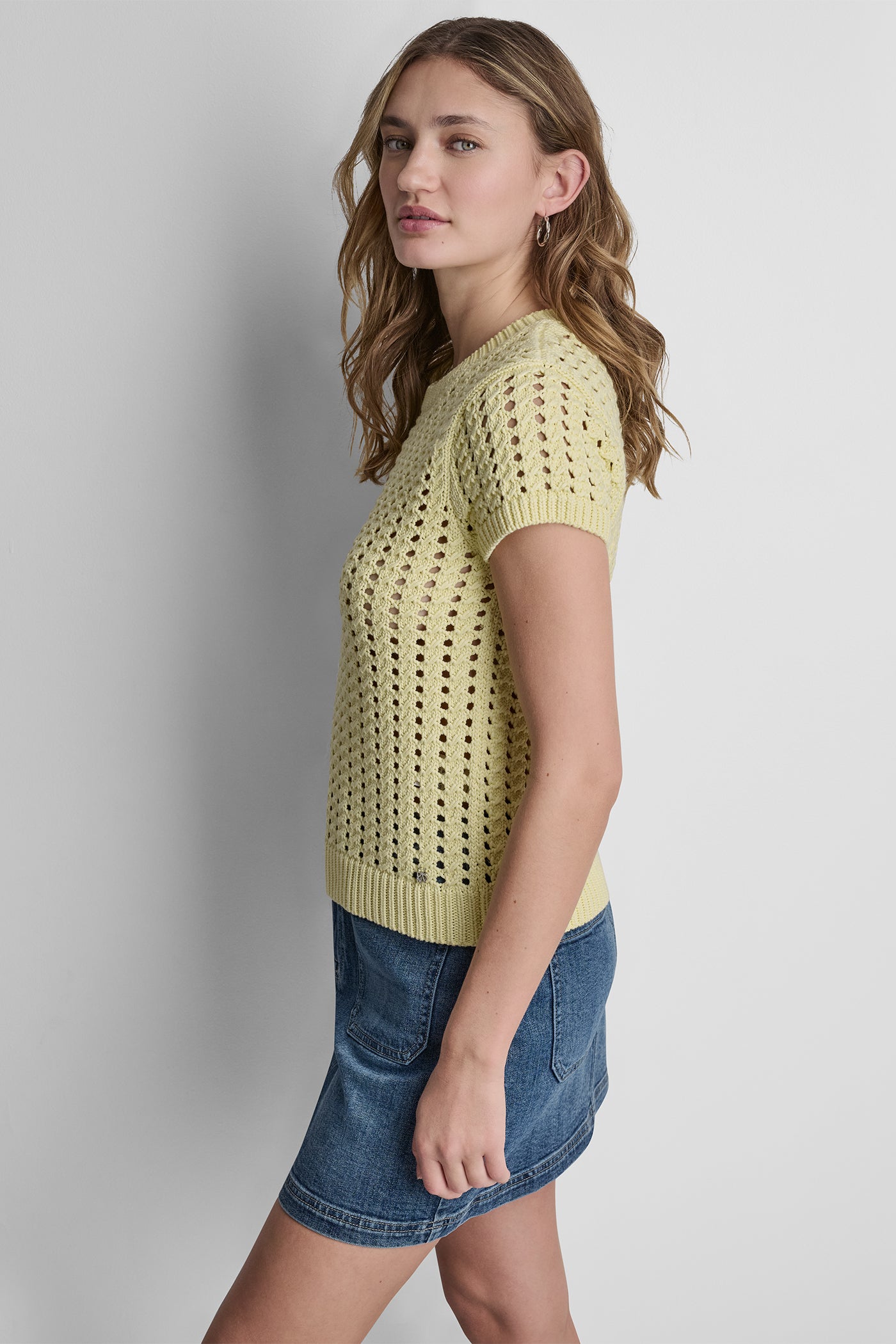 CHUNKY POINTELLE SHORT SLEEVE SWEATER VIEW 4 | Gifts Under $100 CHUNKY POINTELLE SHORT SLEEVE SWEATER VIEW 4 | Gifts Under $100
