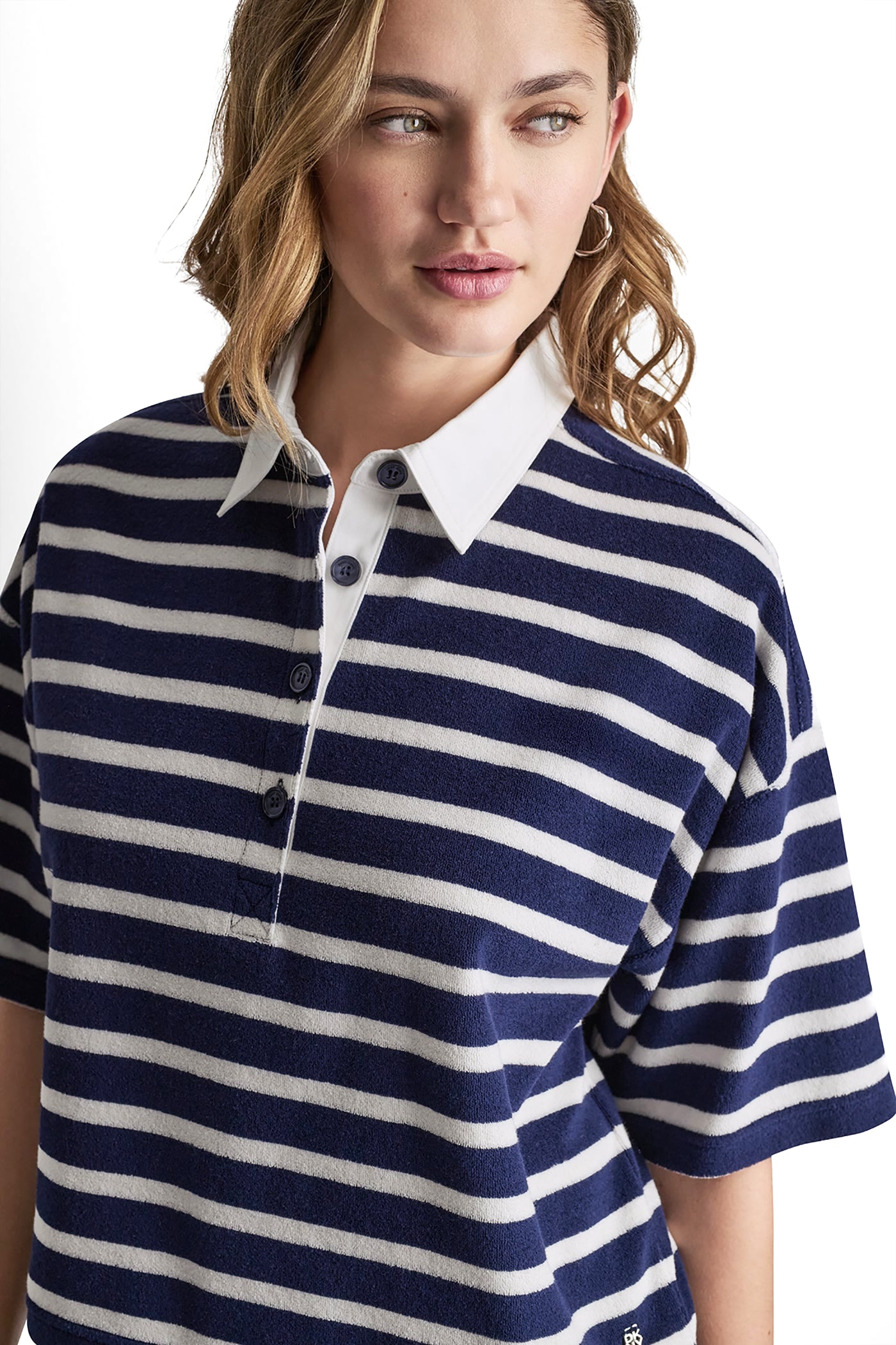 TOWELLING TERRY STRIPE BOXY POLO VIEW 7 TOWELLING TERRY STRIPE BOXY POLO VIEW 7