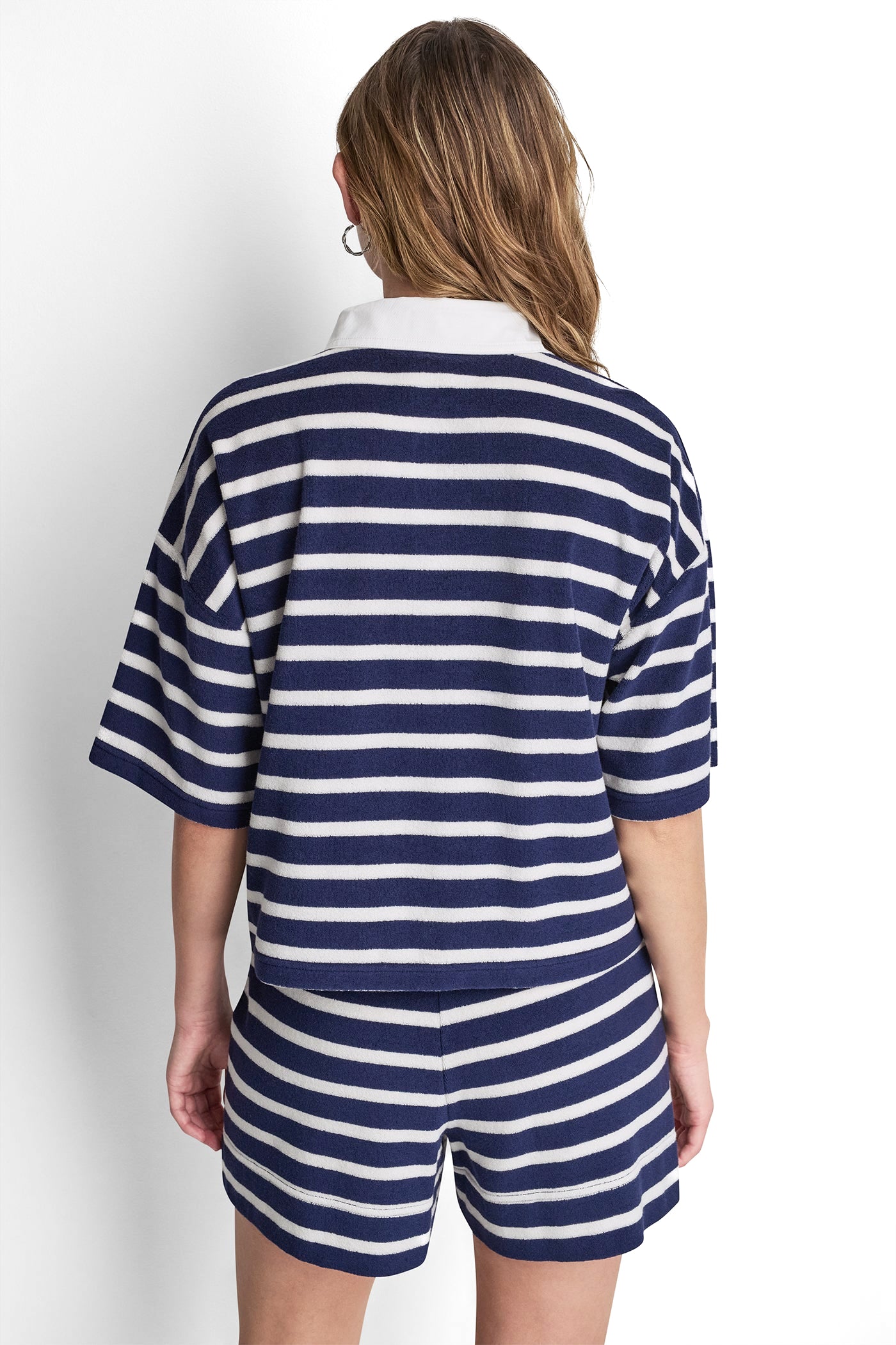 TOWELLING TERRY STRIPE BOXY POLO VIEW 3 TOWELLING TERRY STRIPE BOXY POLO VIEW 3