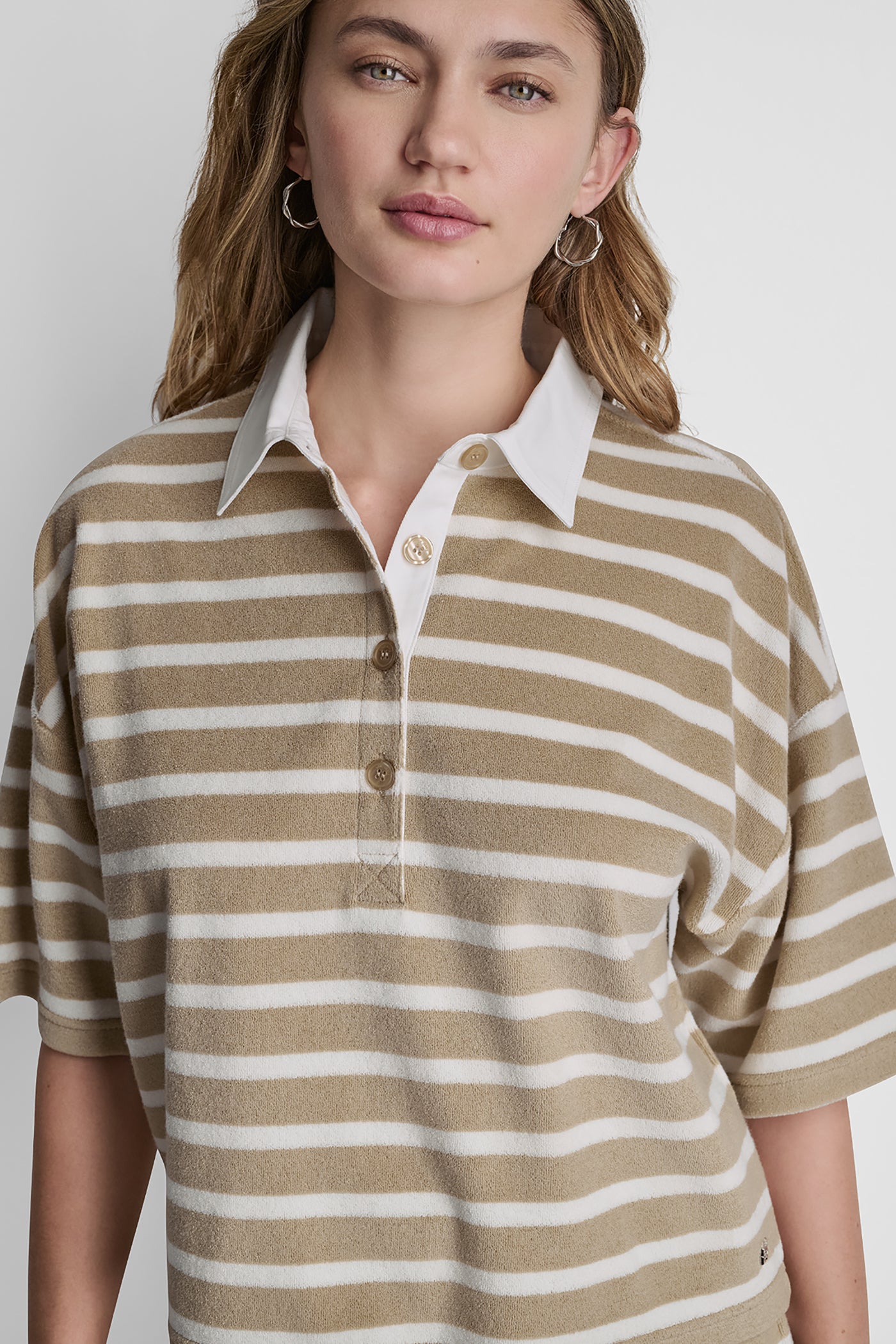 TOWELLING TERRY STRIPE BOXY POLO VIEW 5 TOWELLING TERRY STRIPE BOXY POLO VIEW 5