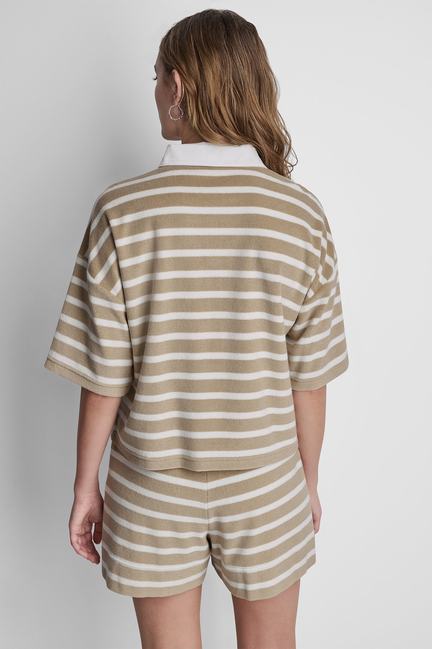 TOWELLING TERRY STRIPE BOXY POLO VIEW 3 TOWELLING TERRY STRIPE BOXY POLO VIEW 3