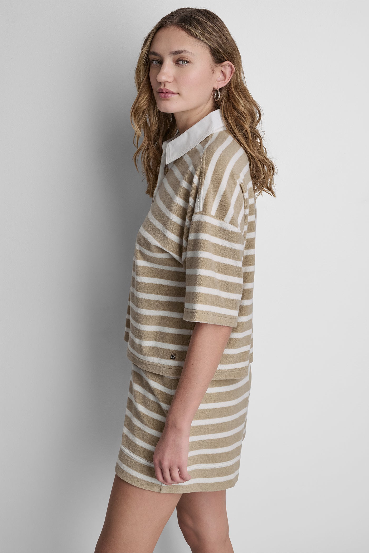 TOWELLING TERRY STRIPE BOXY POLO VIEW 4 TOWELLING TERRY STRIPE BOXY POLO VIEW 4