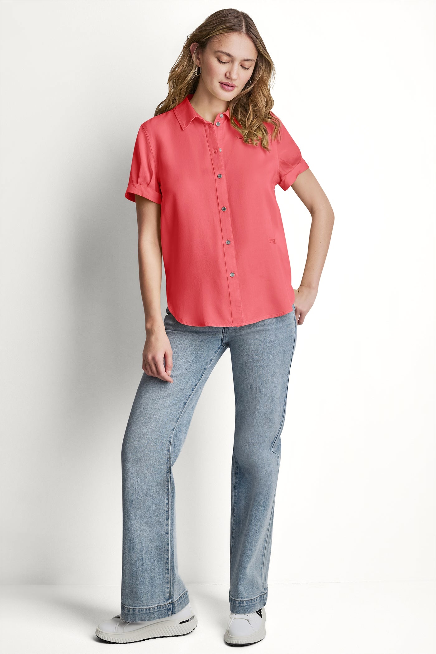 GARMENT DYE BUTTON-FRONT SHIRT VIEW 2