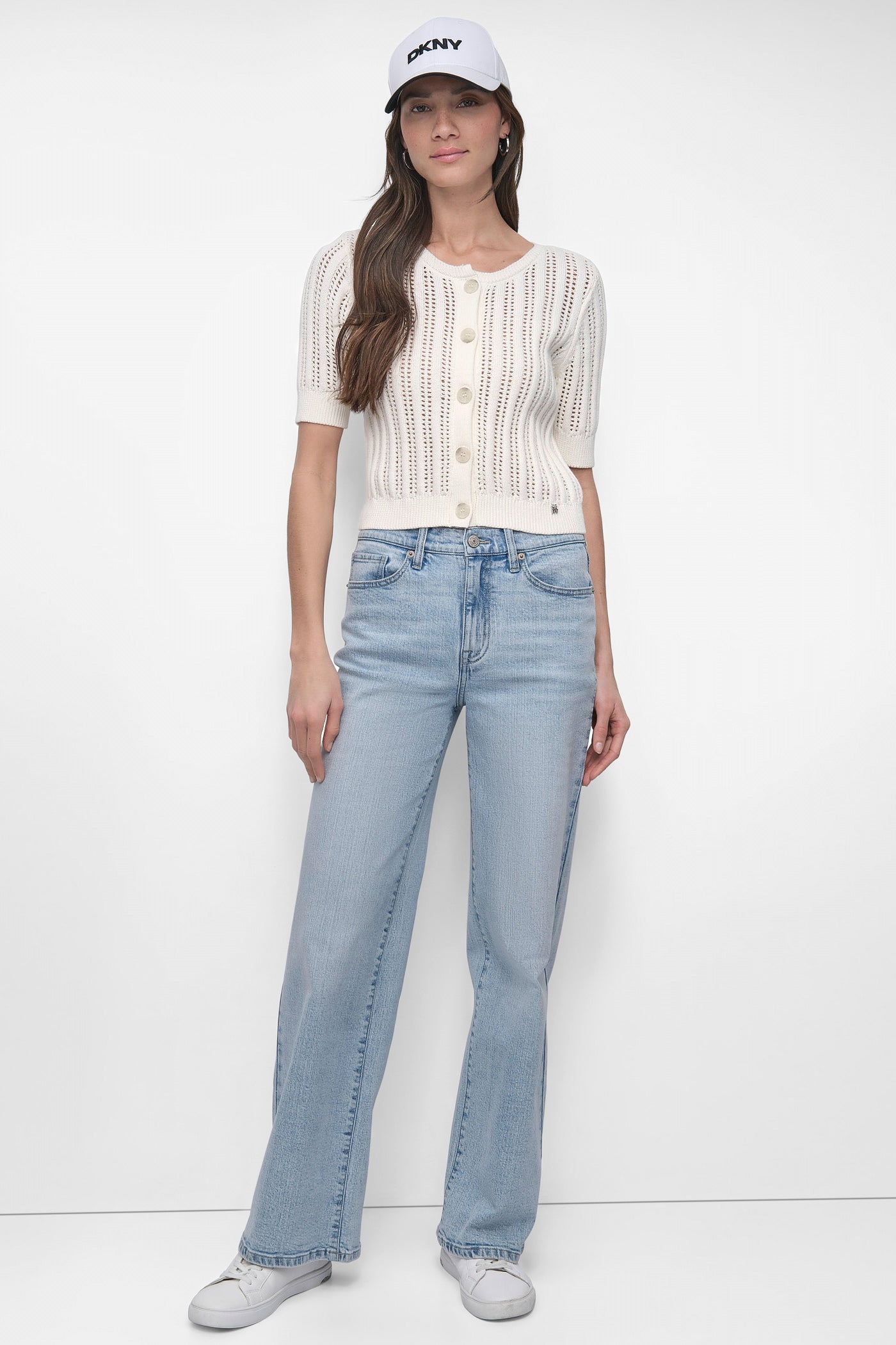 CABLE POINTELLE KNIT CARDIGAN VIEW 6 | DKNY JEANS CABLE POINTELLE KNIT CARDIGAN VIEW 6 | DKNY JEANS