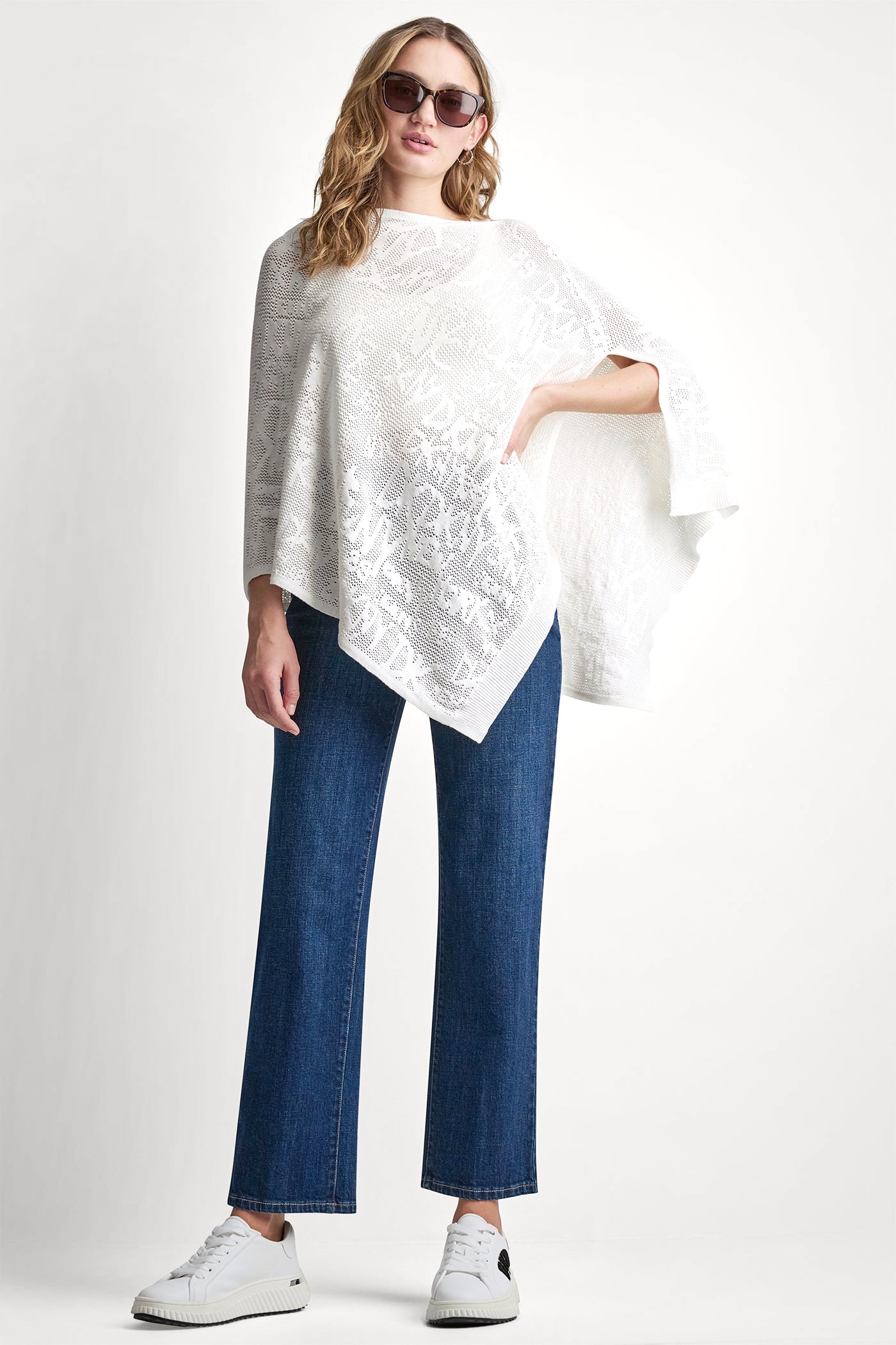 ASYMMETRIC LOGO POINTELLE PONCHO View 2 | NEW NEUTRALS ASYMMETRIC LOGO POINTELLE PONCHO View 2 | NEW NEUTRALS