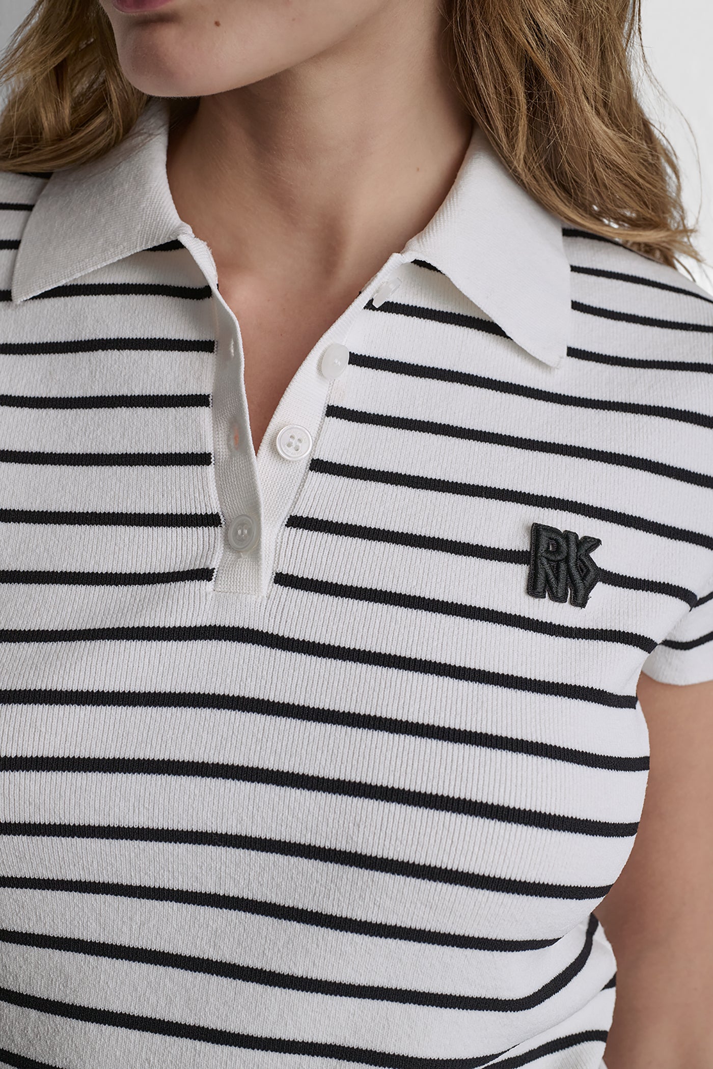 CROPPED STRIPED POLO SWEATER VIEW 2