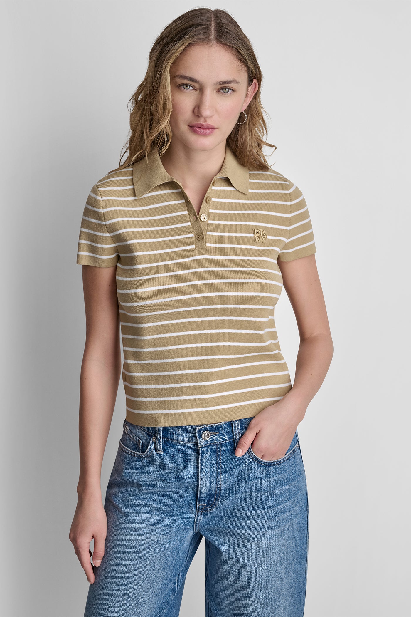 CROPPED STRIPED POLO SWEATER VIEW 5 | NEW NEUTRALS CROPPED STRIPED POLO SWEATER VIEW 5 | NEW NEUTRALS