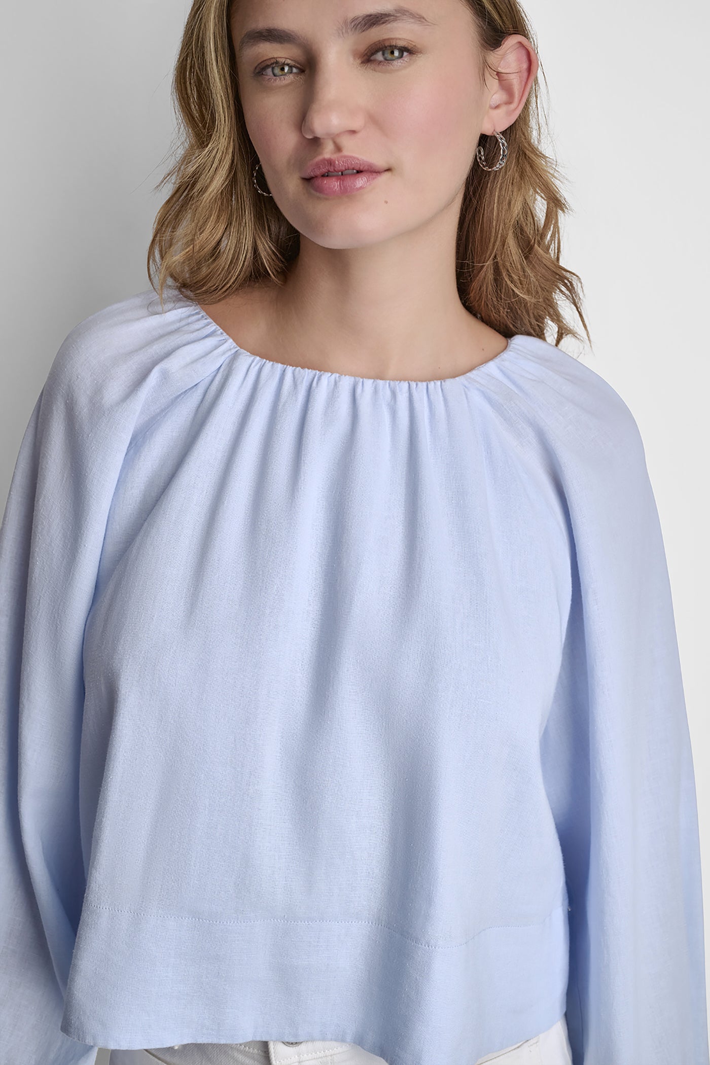 LINEN-BLEND RAGLAN SLEEVE BLOUSE View 2 | SALE LINEN-BLEND RAGLAN SLEEVE BLOUSE View 2 | SALE